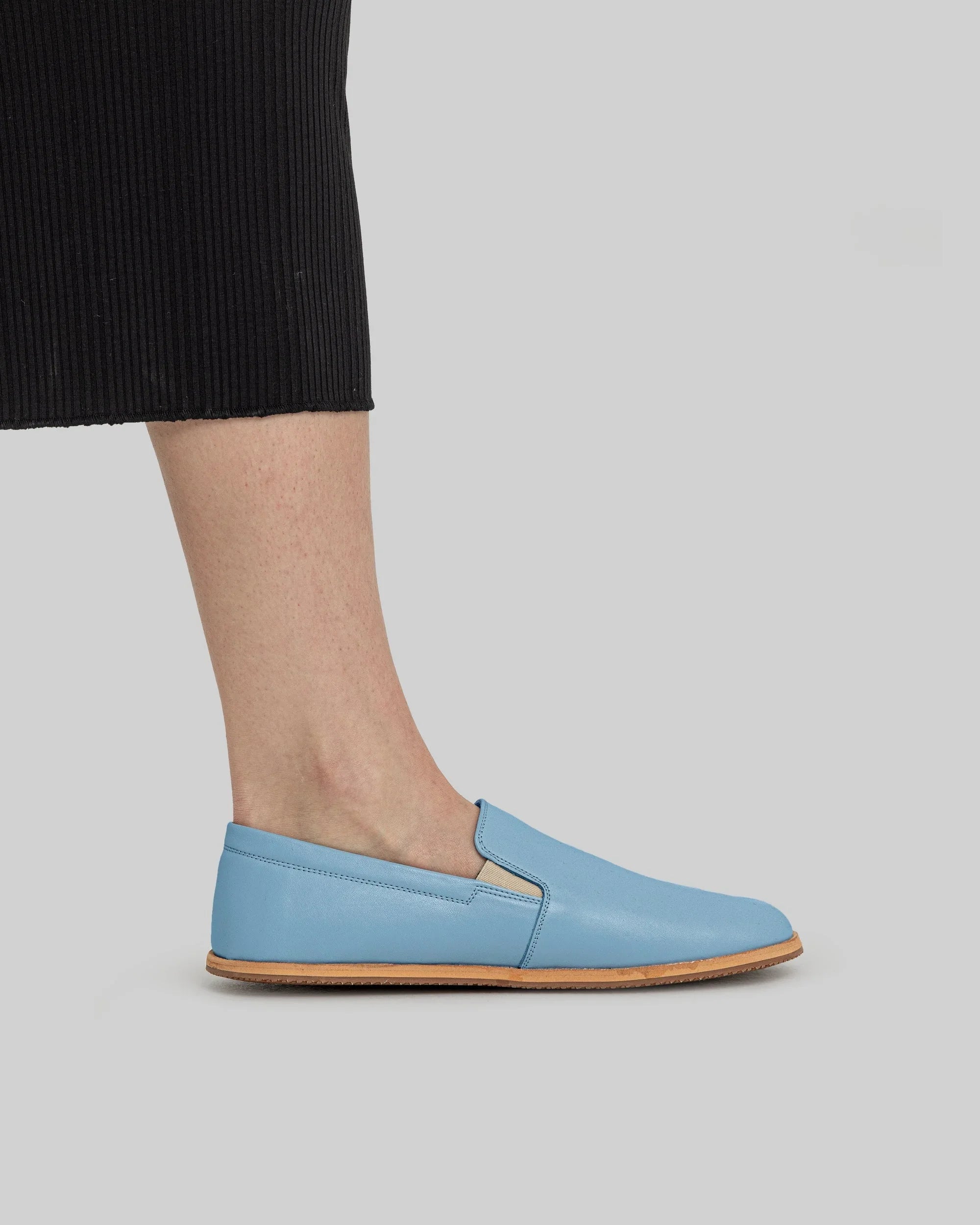 Close-up calf leather - Baby Blue Barefoot Shoes Detail | Bespoky