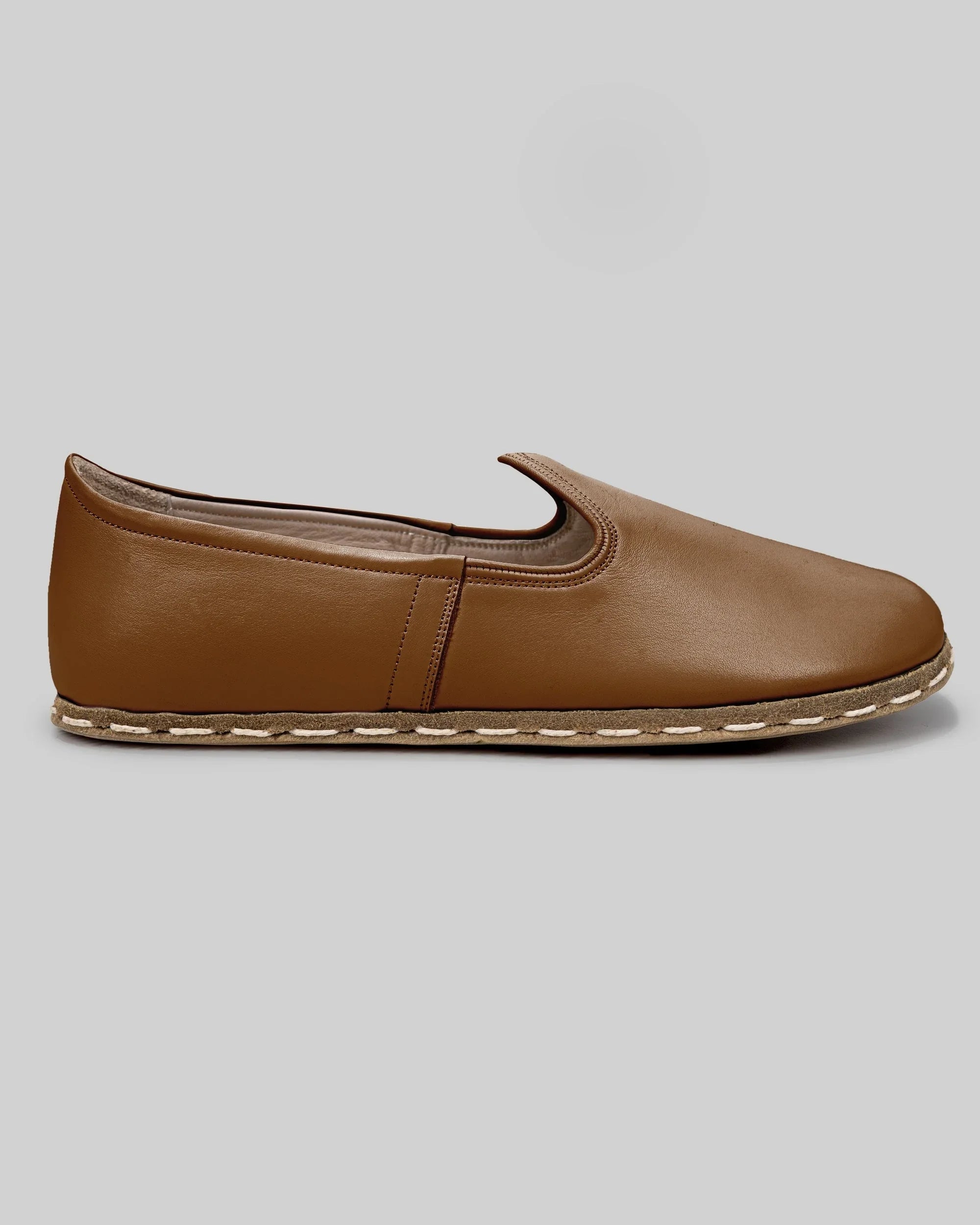Pair Dark Tan Barefoot Yemeni - Barefoot Wide Toe Calf Leather | Bespoky