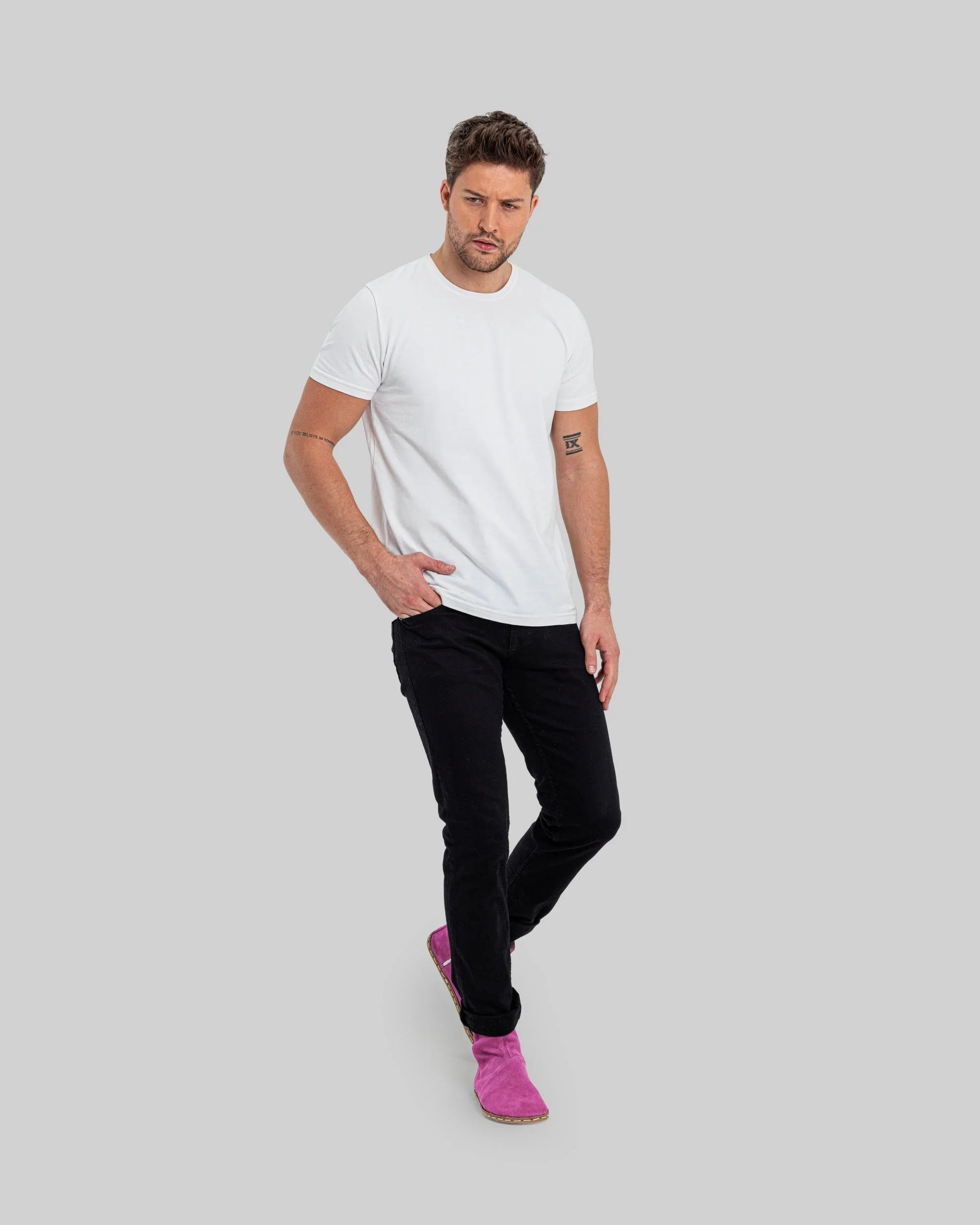 Back view Pink Nubuck Chelsea Boots - Calf Leather Handcrafted | Bespoky