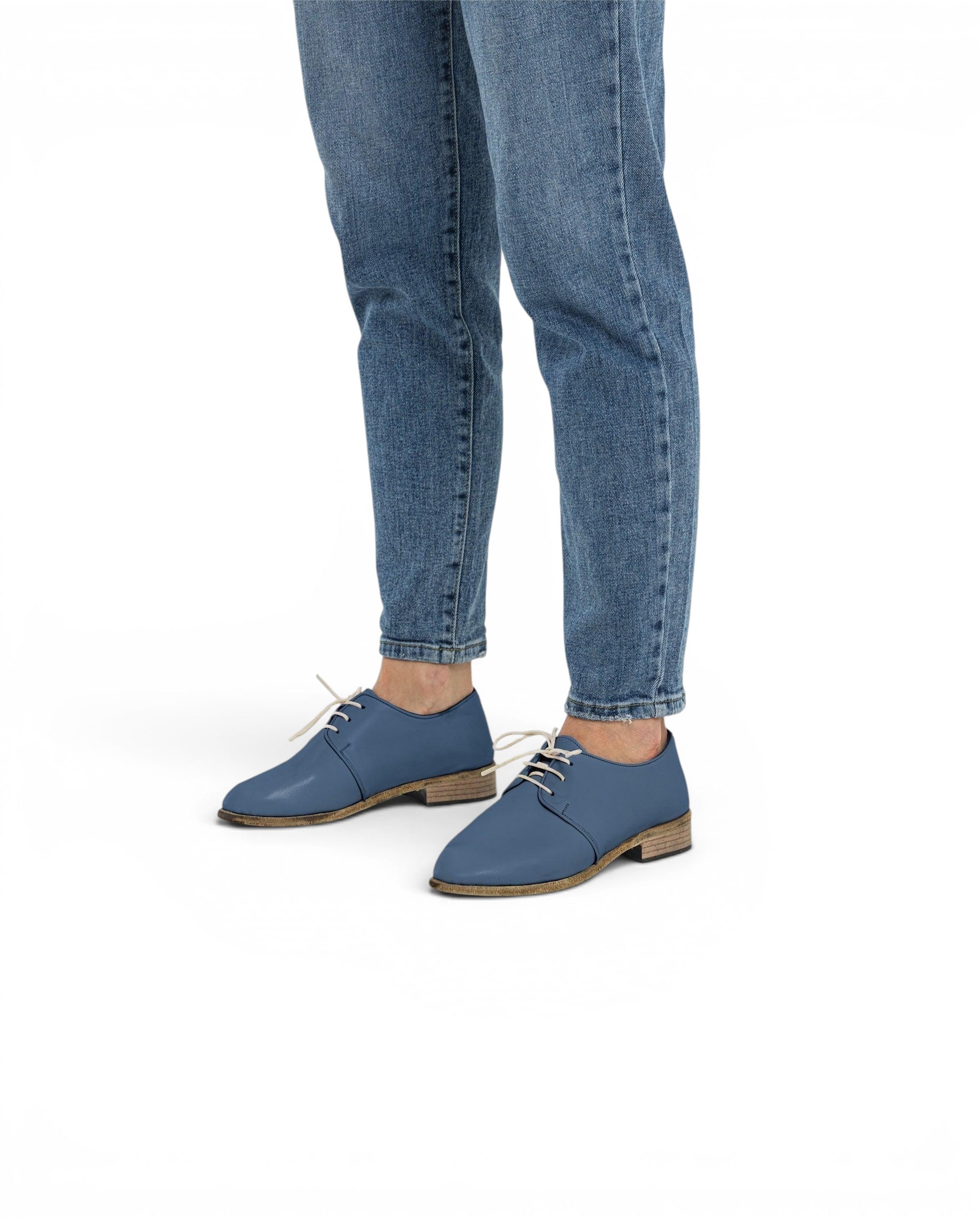 Back view Jean Blue Pointed Toe Oxford - Calf Leather Handcrafted | Bespoky