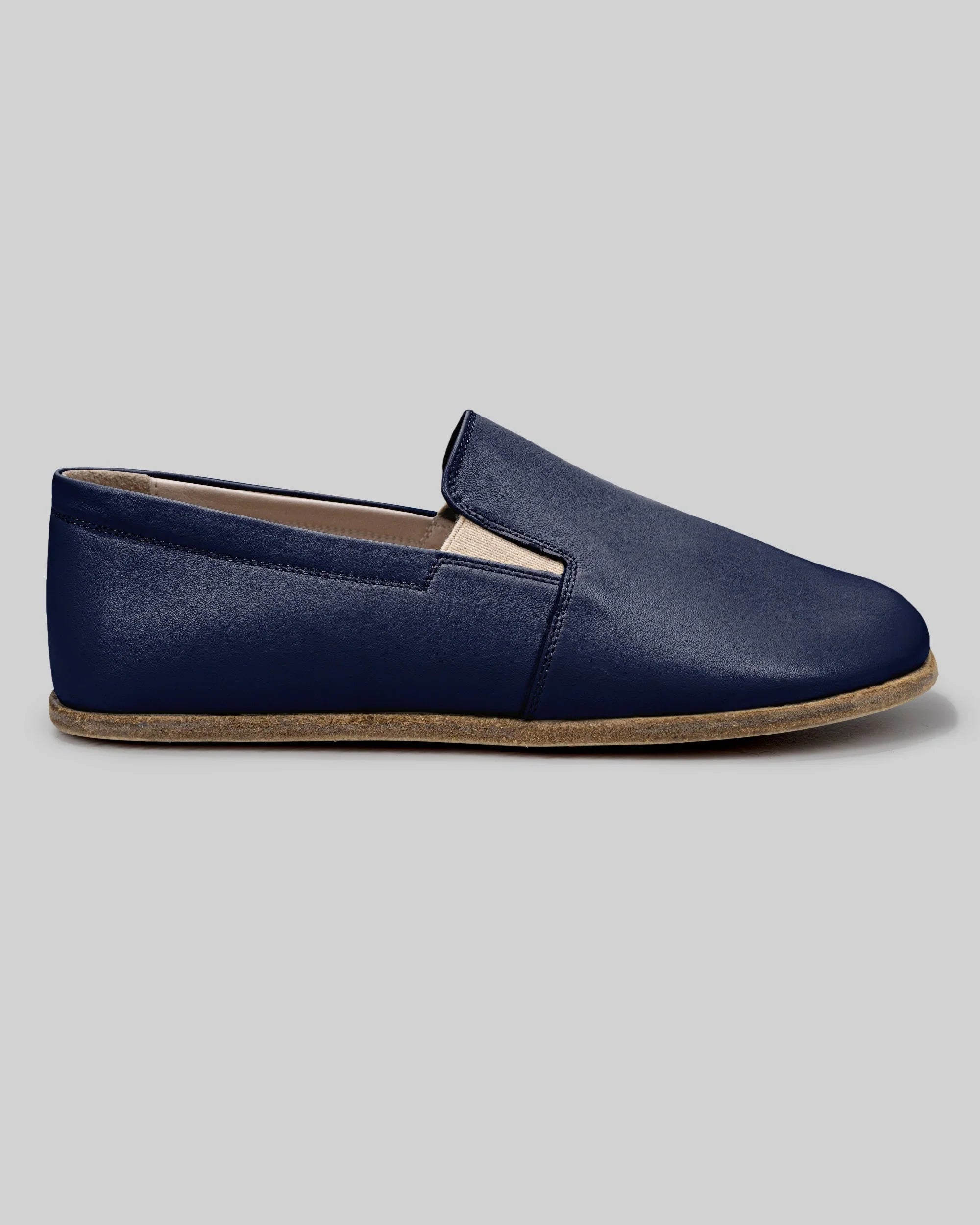 Side view Navy Blue Barefoot Shoes - Calf Leather Zero Drop | Bespoky