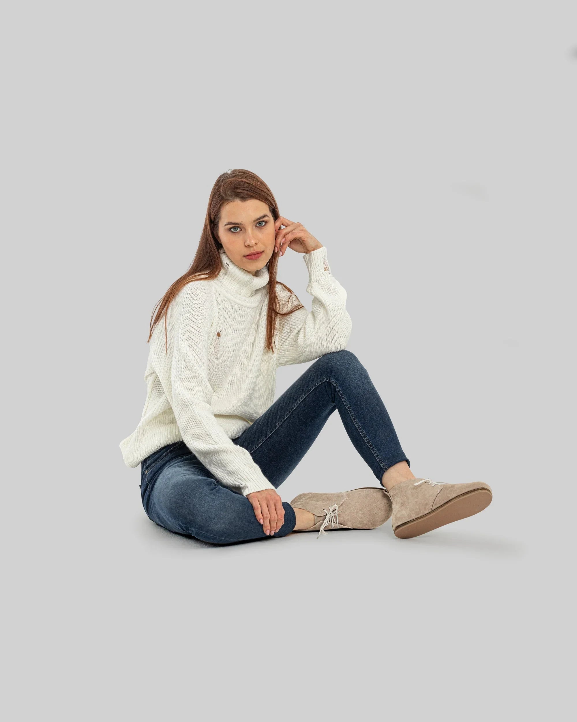 Sole detail Beige Nubuck Ankle Boots - Zero Drop Calf Leather | Bespoky
