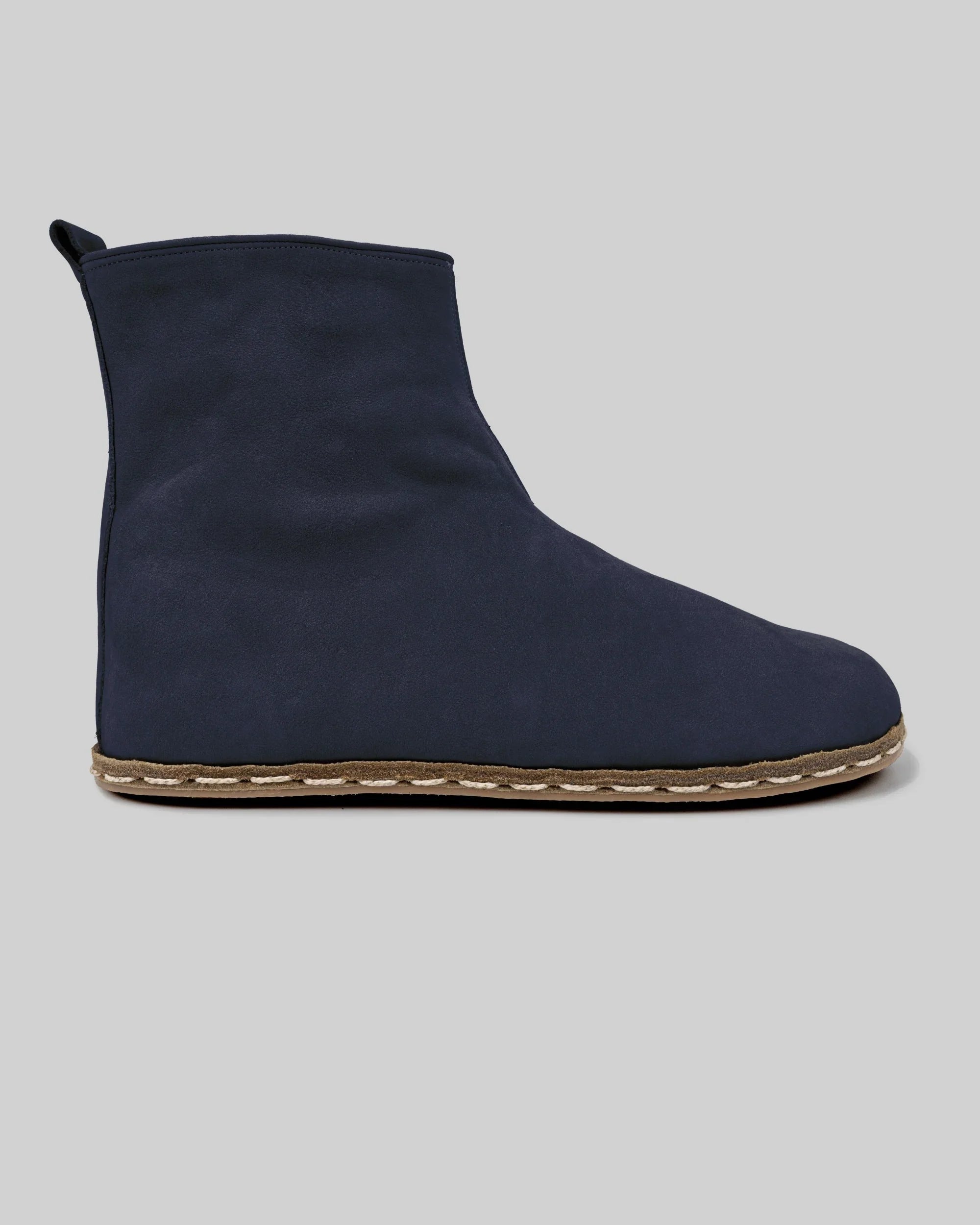 Side view Navy Chelsea Boots - Calf Leather Zero Drop | Bespoky