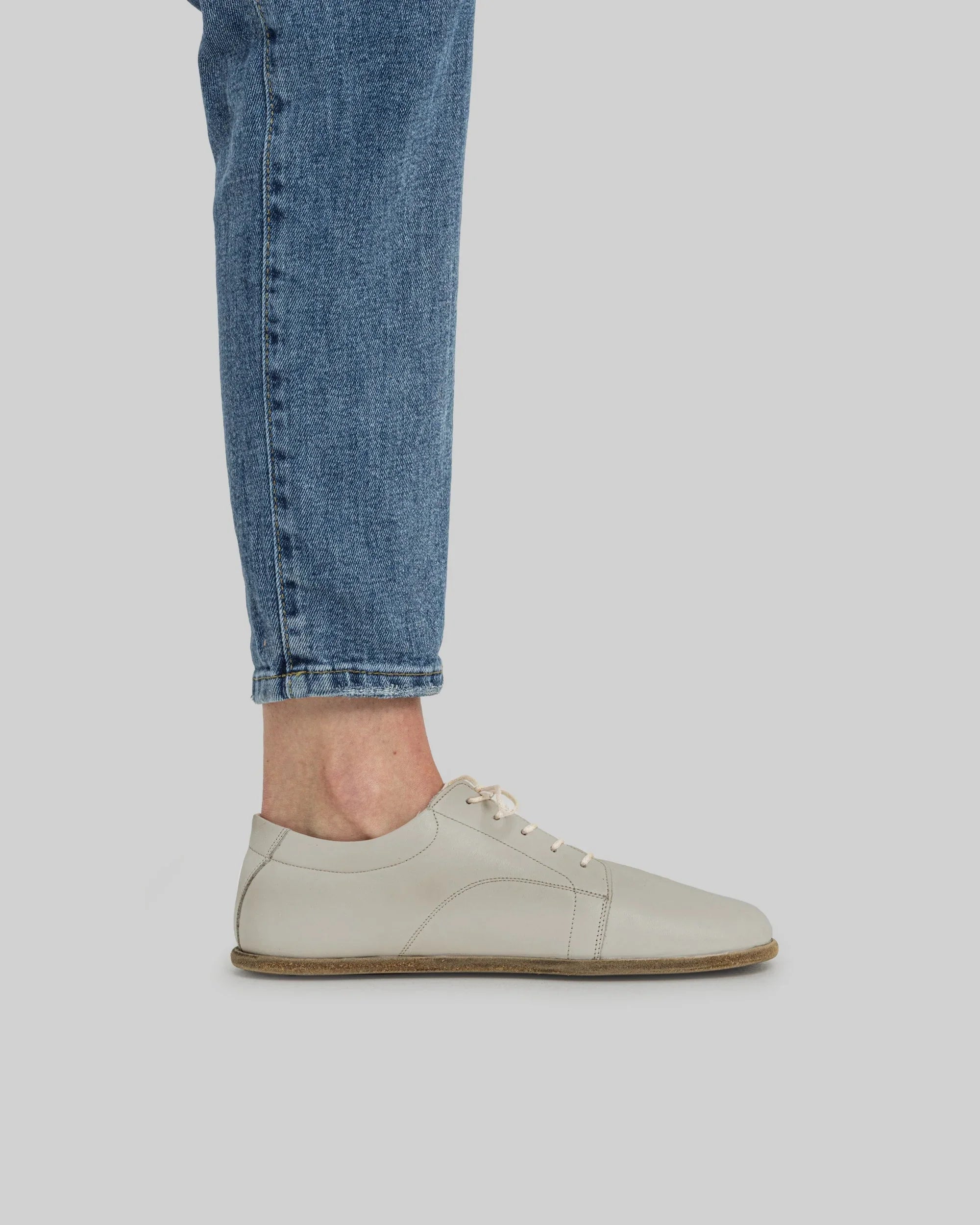 Side view Lucas Beige Barefoot Sneaker - Calf Leather Zero Drop | Bespoky