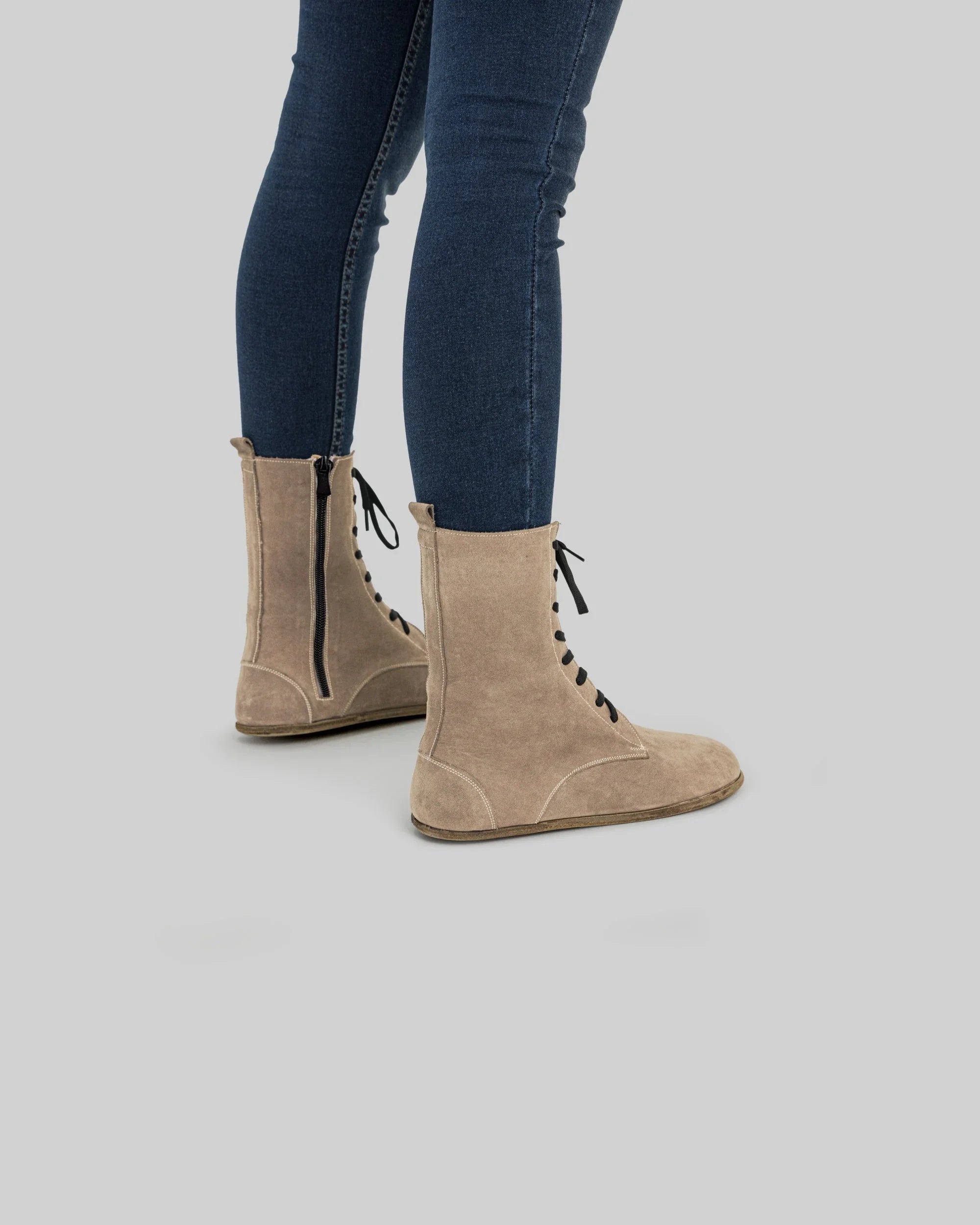 Detail Beige Nubuck Barefoot Boot - Handcrafted Calf Leather Turkey | Bespoky
