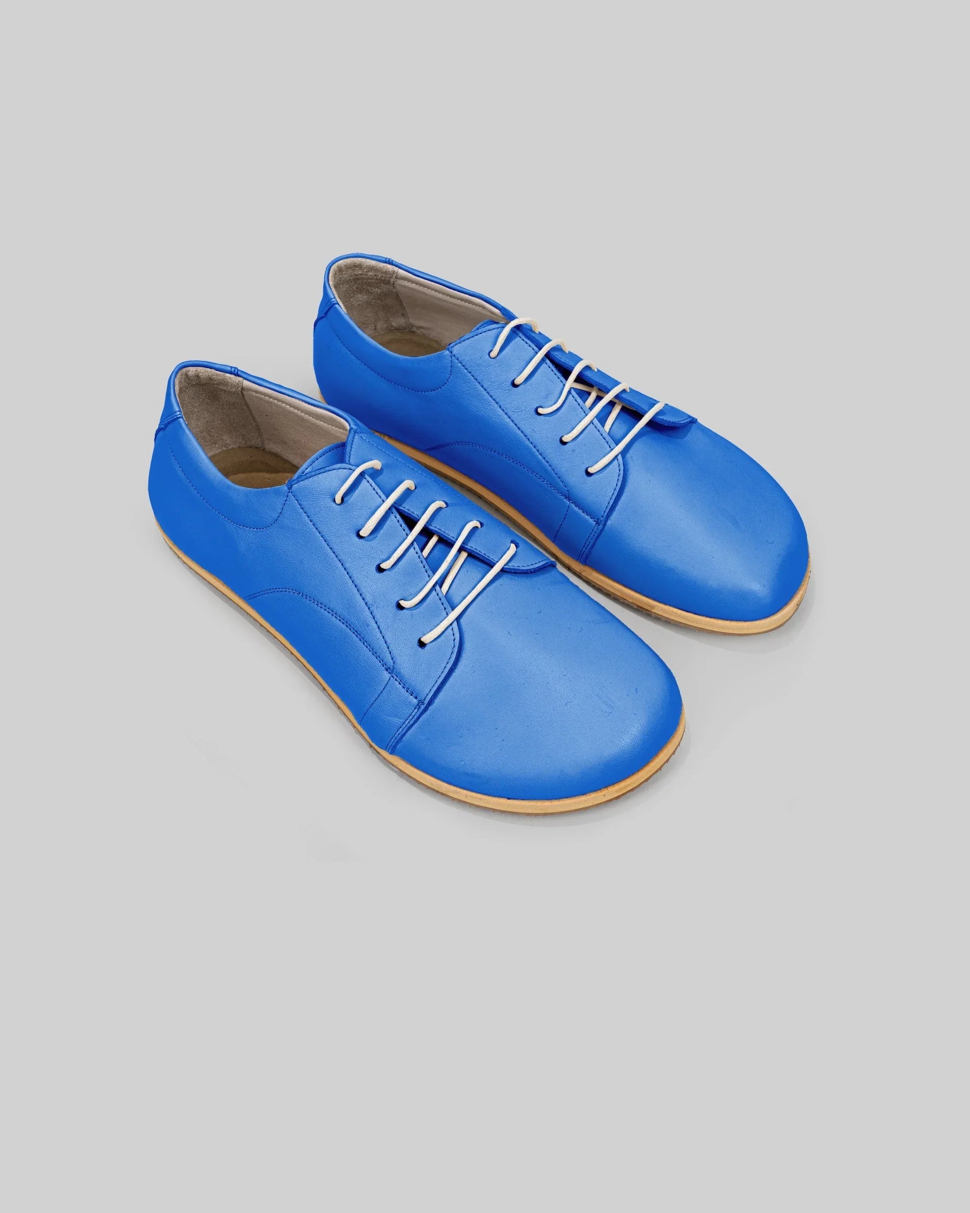 Men's Blue Barefoot Sneaker - Handcrafted Calf Leather Wide Toe Box | Bespoky