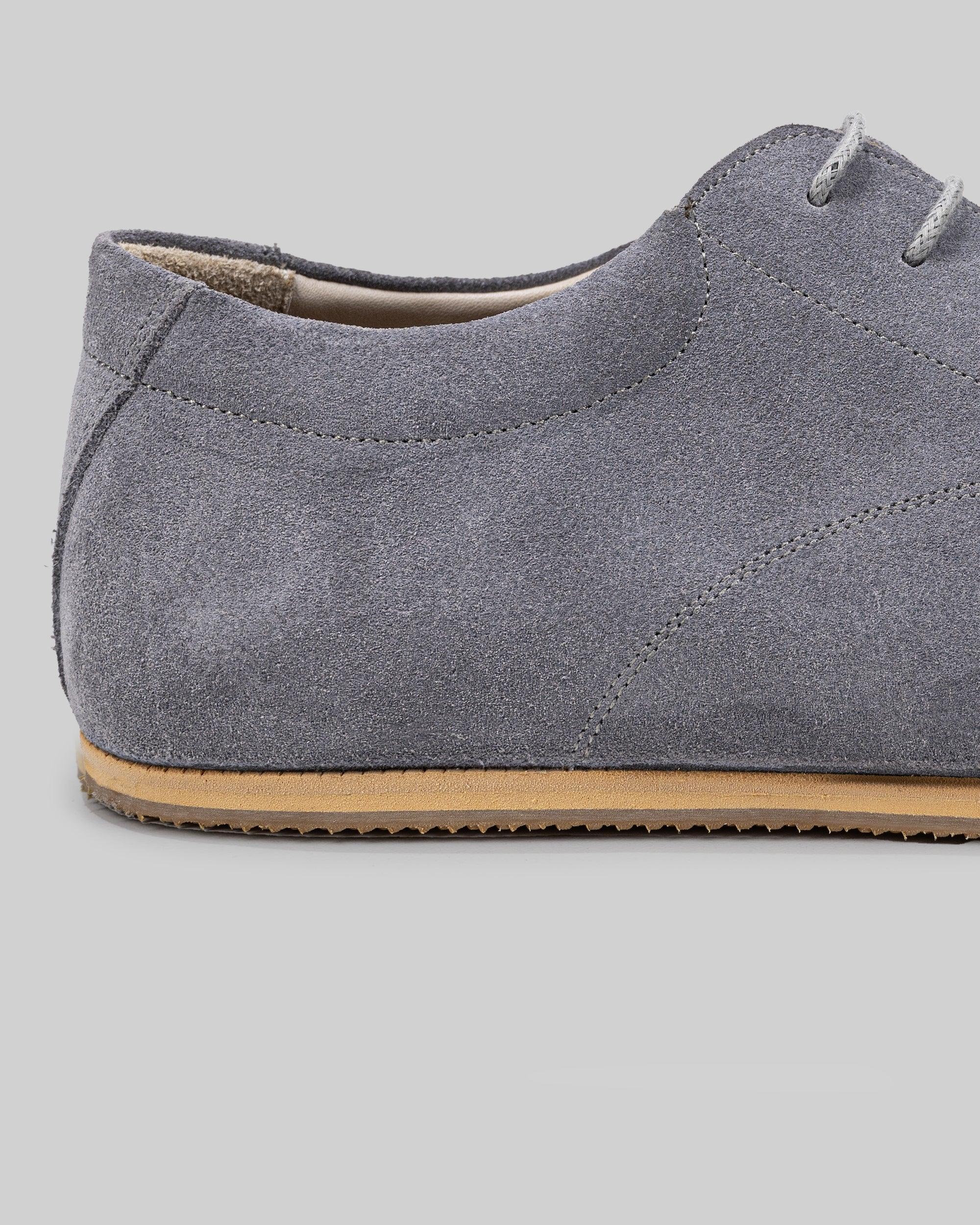 Side view Grey Barefoot Sneaker - Calf Leather Zero Drop | Bespoky