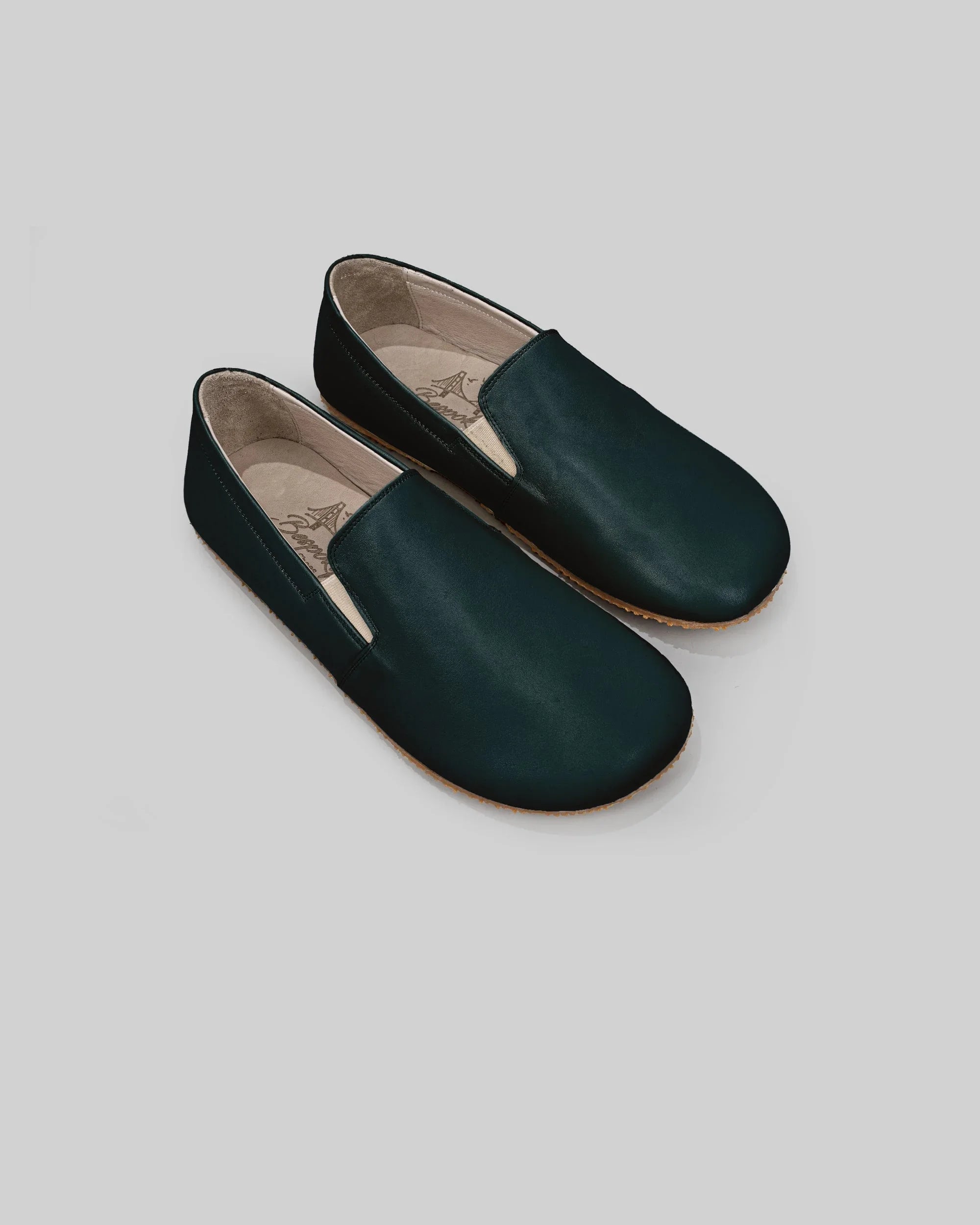 Women's Dark Green Barefoot Shoes - Handcrafted Calf Leather Wide Toe Box | Bespoky