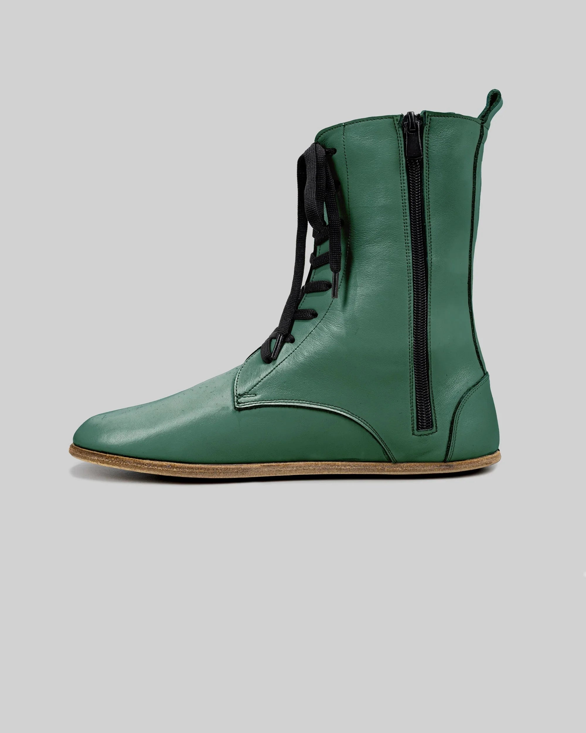 Pair Green Barefoot Boot - Barefoot Wide Toe Calf Leather | Bespoky