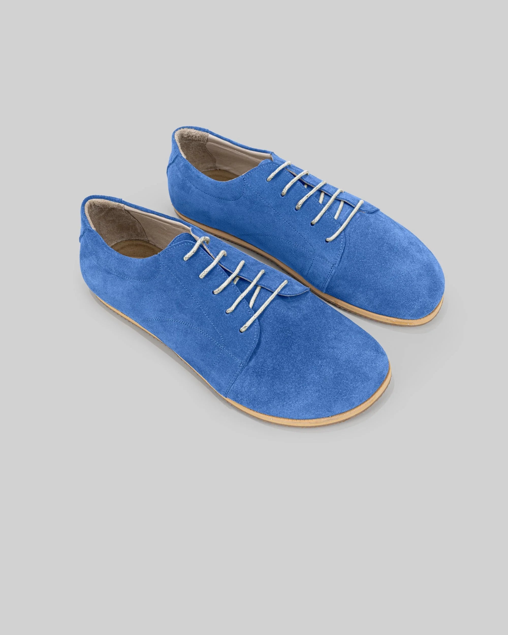 Men's Blue Suede Barefoot Sneaker - Handcrafted Calf Leather Wide Toe Box | Bespoky
