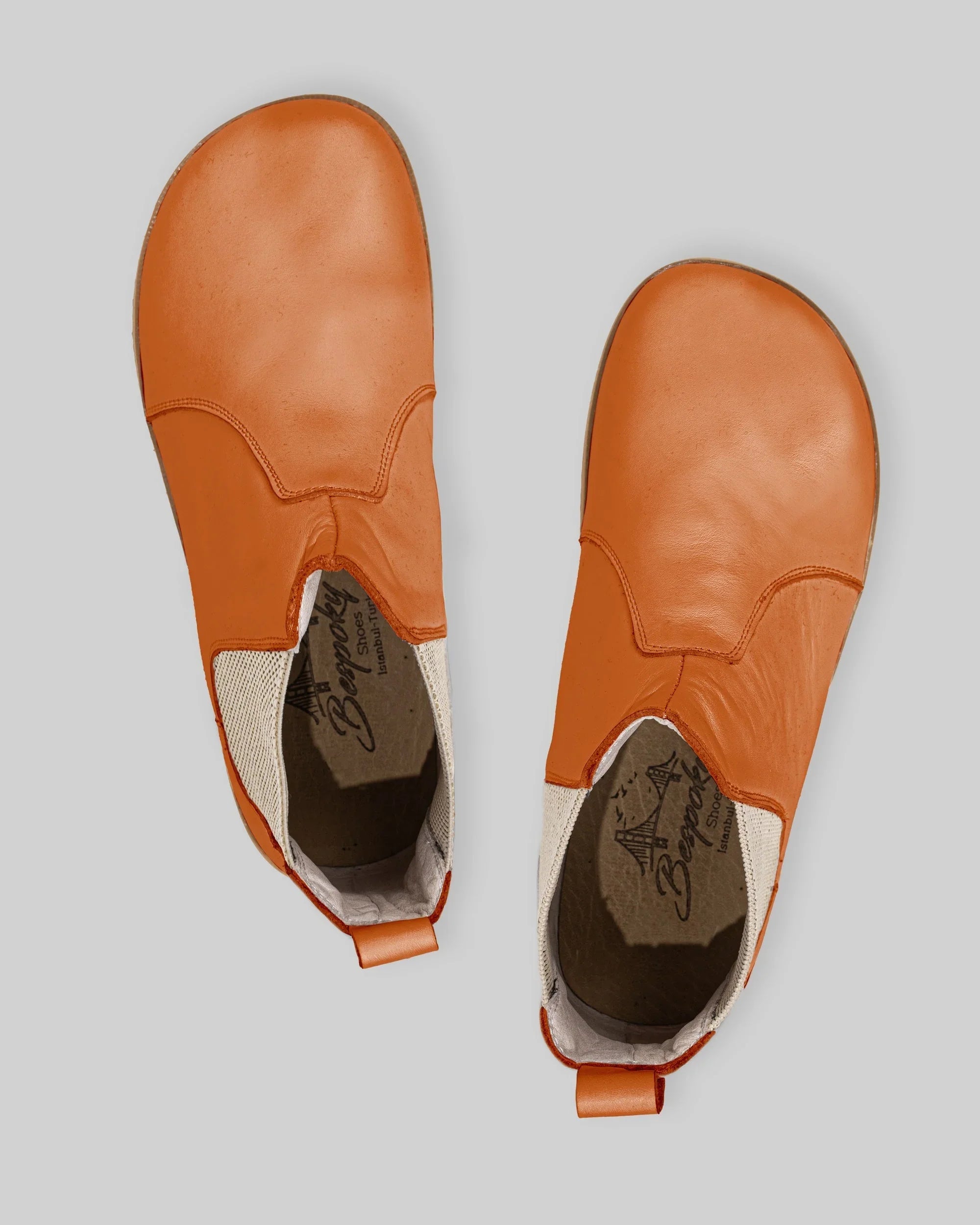 Back view Orange Chelsea Boots - Calf Leather Handcrafted | Bespoky