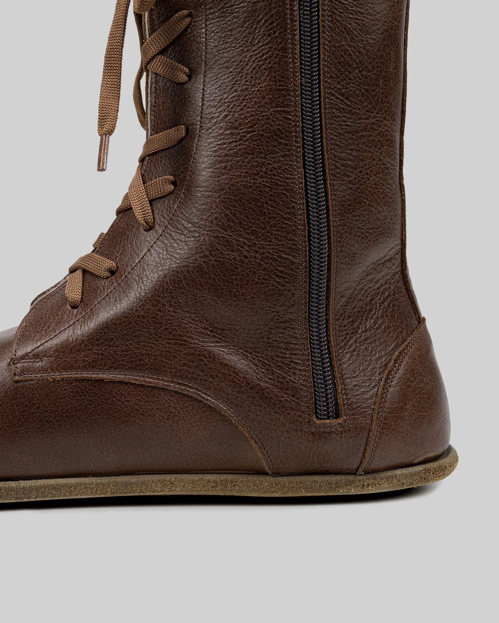 Side view Brown Barefoot Boot - Calf Leather Zero Drop | Bespoky