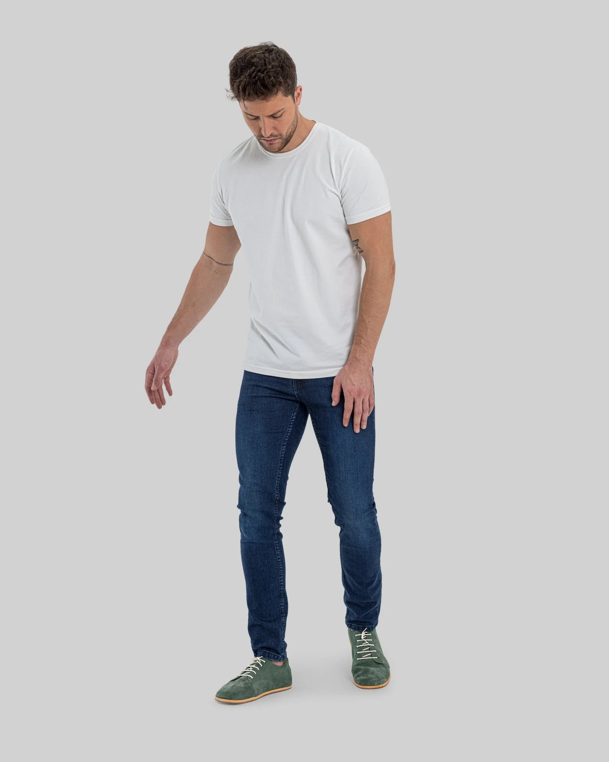 Back view Green Barefoot Sneaker - Calf Leather Handcrafted | Bespoky