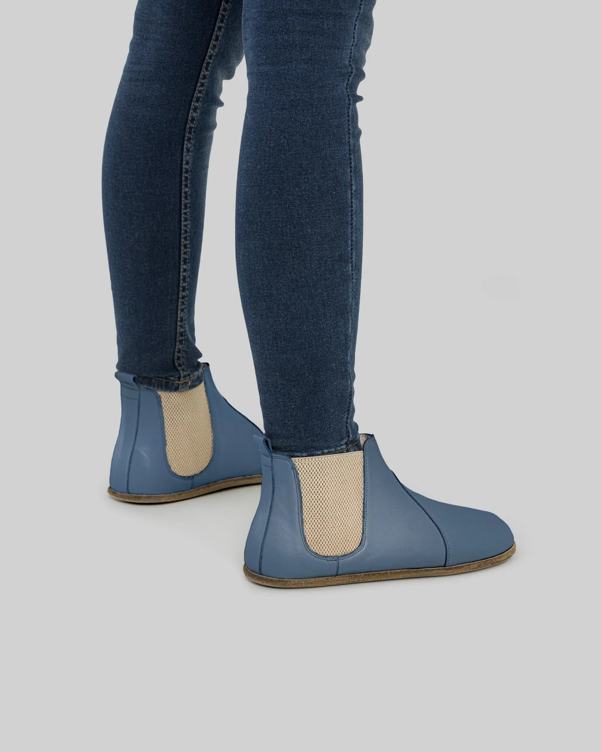 Side view Jean Blue Chelsea Boots - Calf Leather Zero Drop | Bespoky