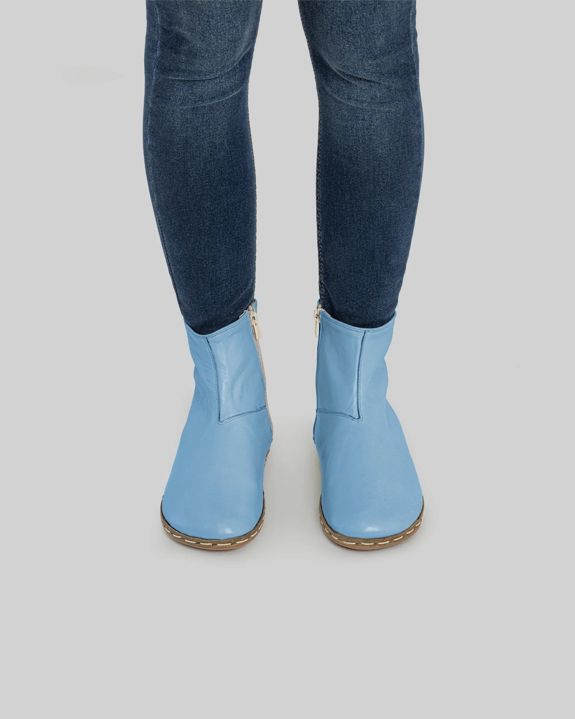 Detail Baby Blue Chelsea Boots - Handcrafted Calf Leather Turkey | Bespoky