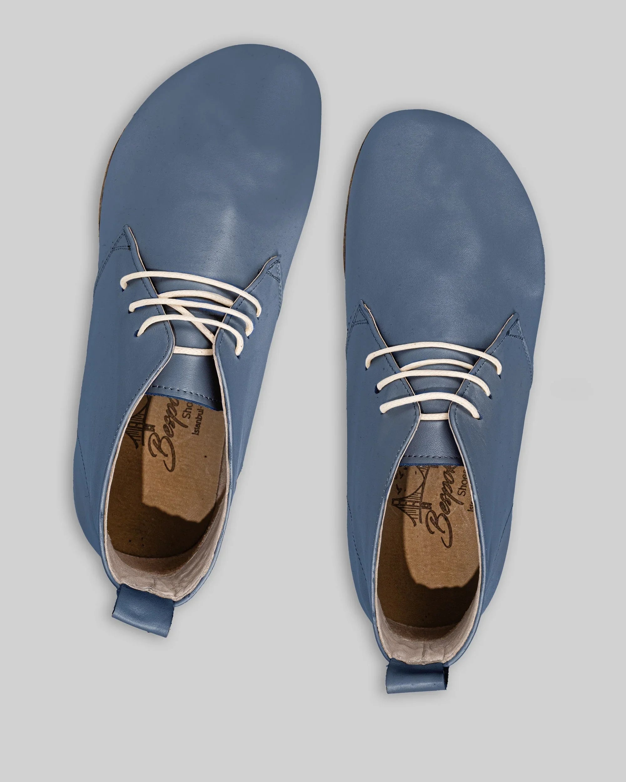Side view Jean Blue Ankle Boots - Calf Leather Zero Drop | Bespoky