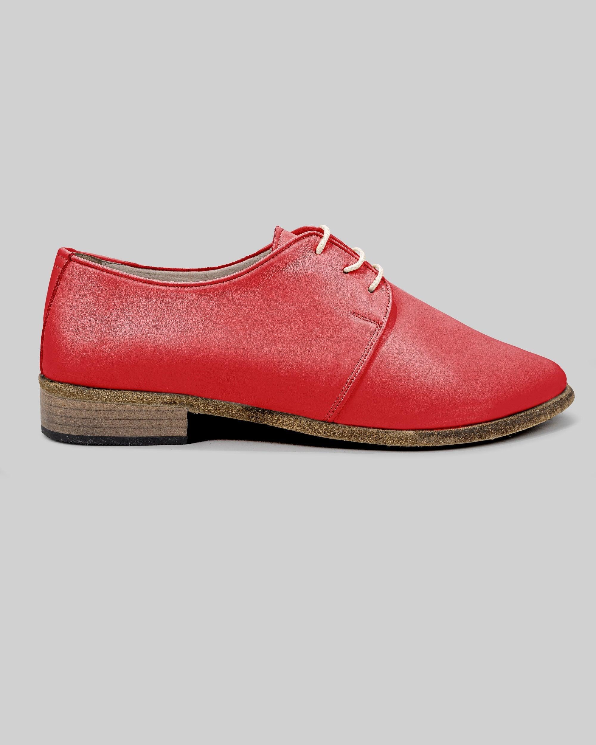 Side view Red Pointed Toe Oxford - Calf Leather Zero Drop | Bespoky