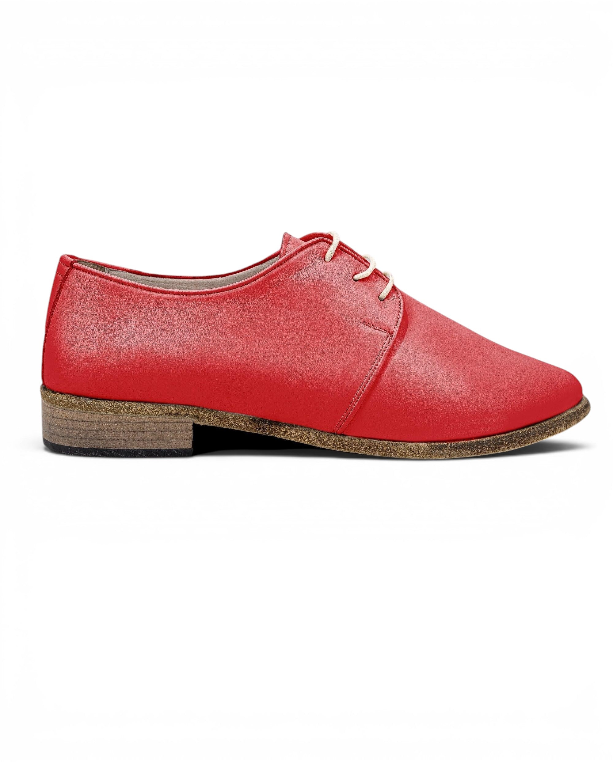 Side view Red Pointed Toe Oxford - Calf Leather Zero Drop | Bespoky