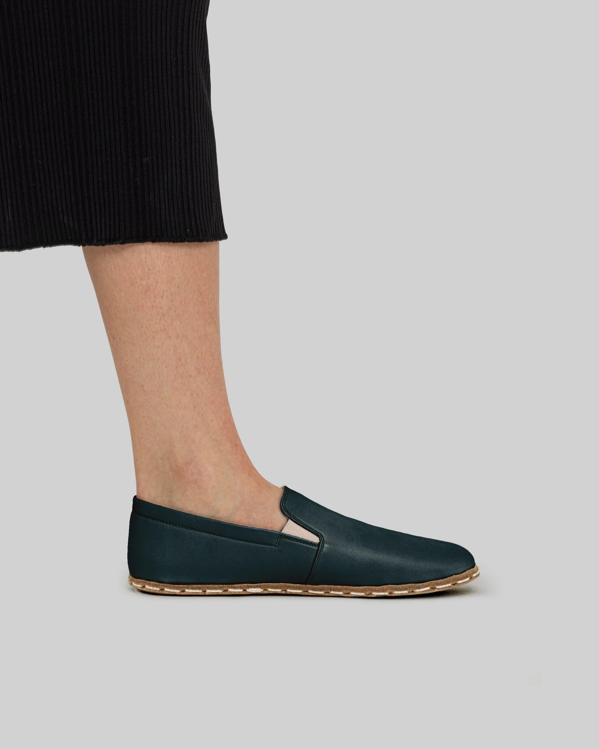 Pair Dark Green Barefoot Shoes - Barefoot Wide Toe Calf Leather | Bespoky