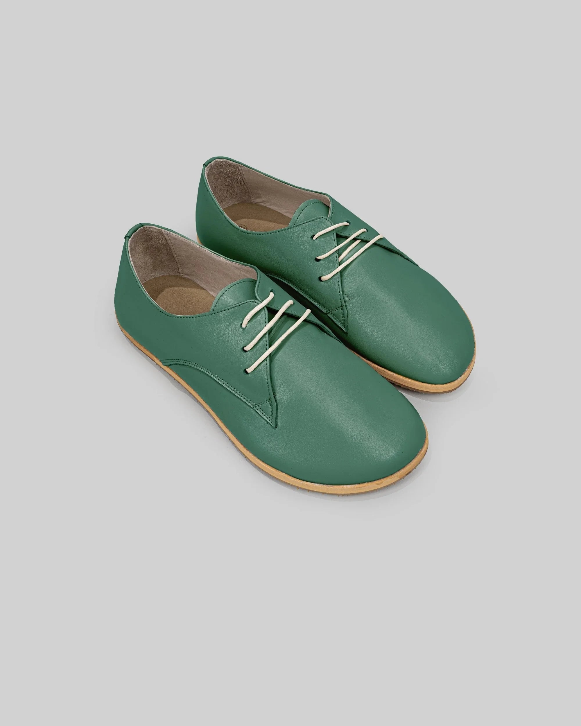 Men's Green Oxford Shoes - Handcrafted Calf Leather Wide Toe Box | Bespoky