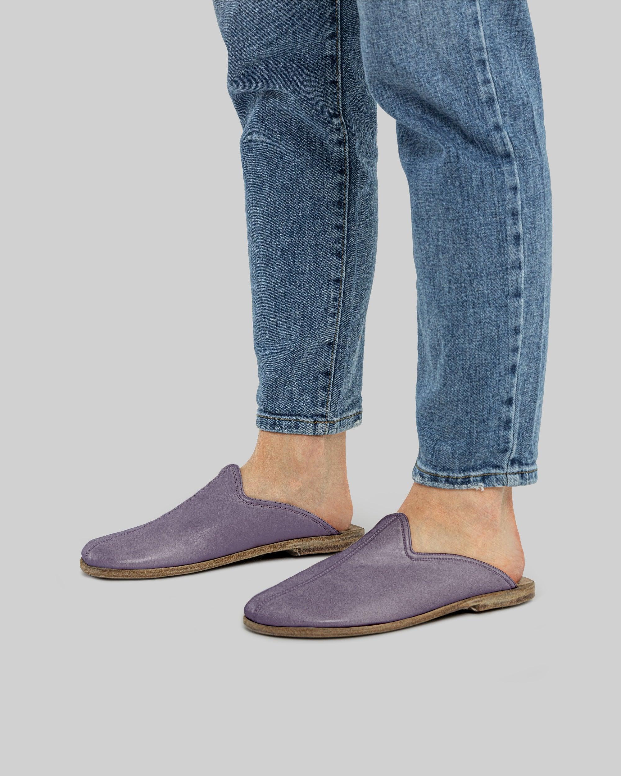 Top view Purple Slippers - Handcrafted Calf Leather | Bespoky