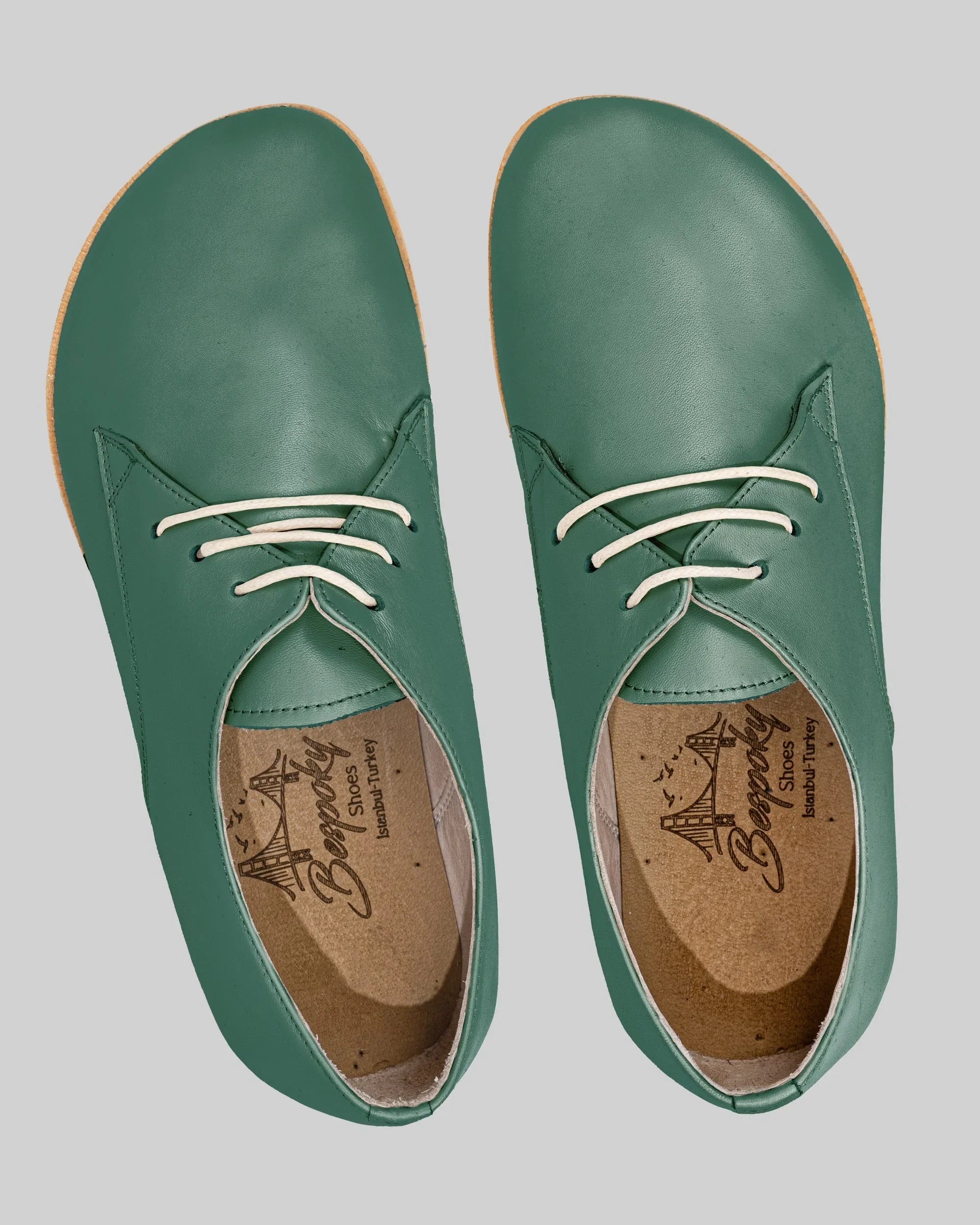 Side view Green Oxford Shoes - Calf Leather Zero Drop | Bespoky