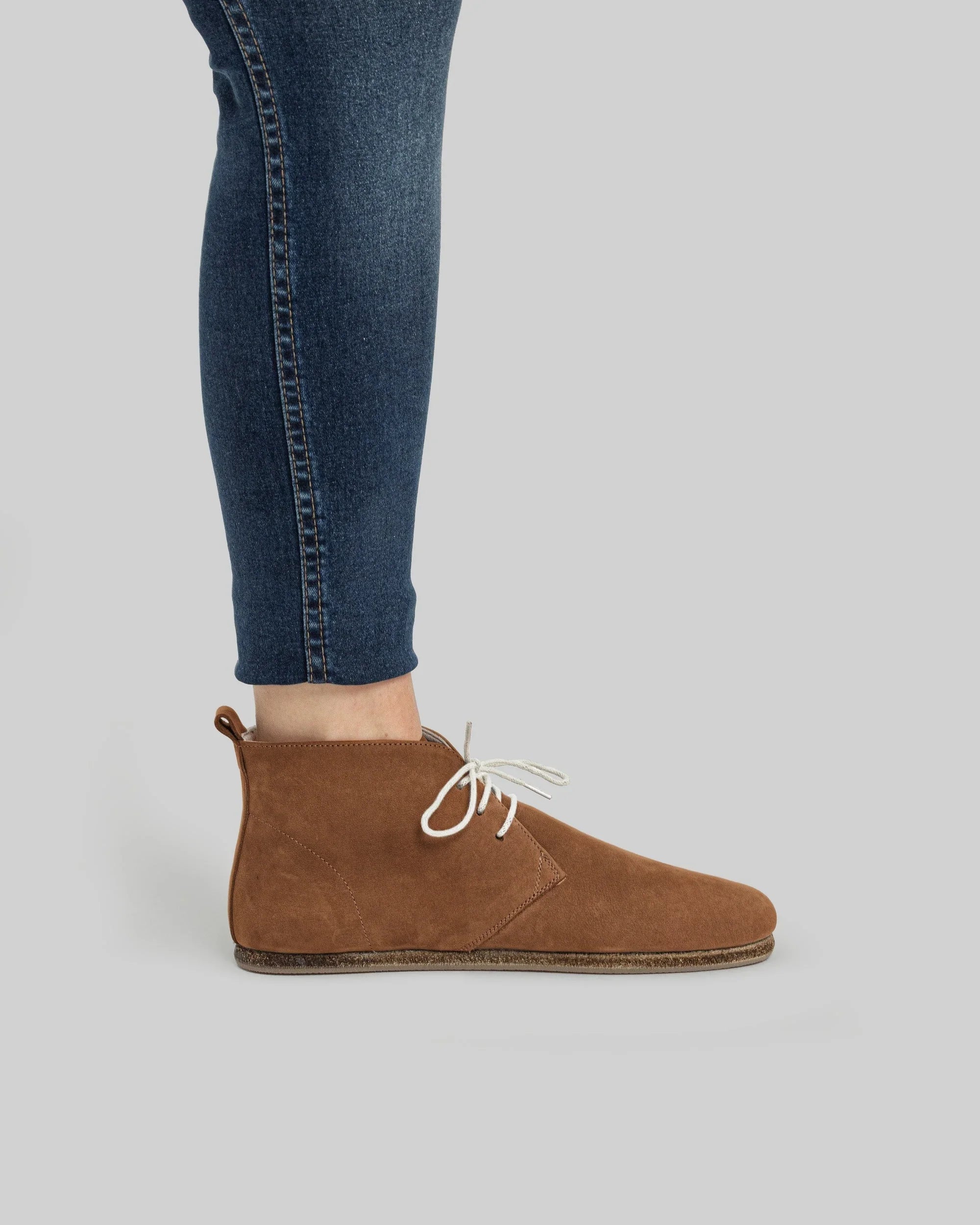 Close-up calf leather - Tan Nubuck Ankle Boots Detail | Bespoky