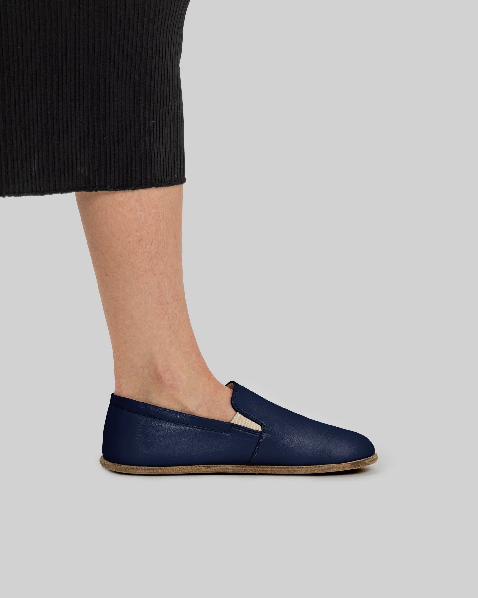 Pair Navy Blue Barefoot Shoes - Barefoot Wide Toe Calf Leather | Bespoky