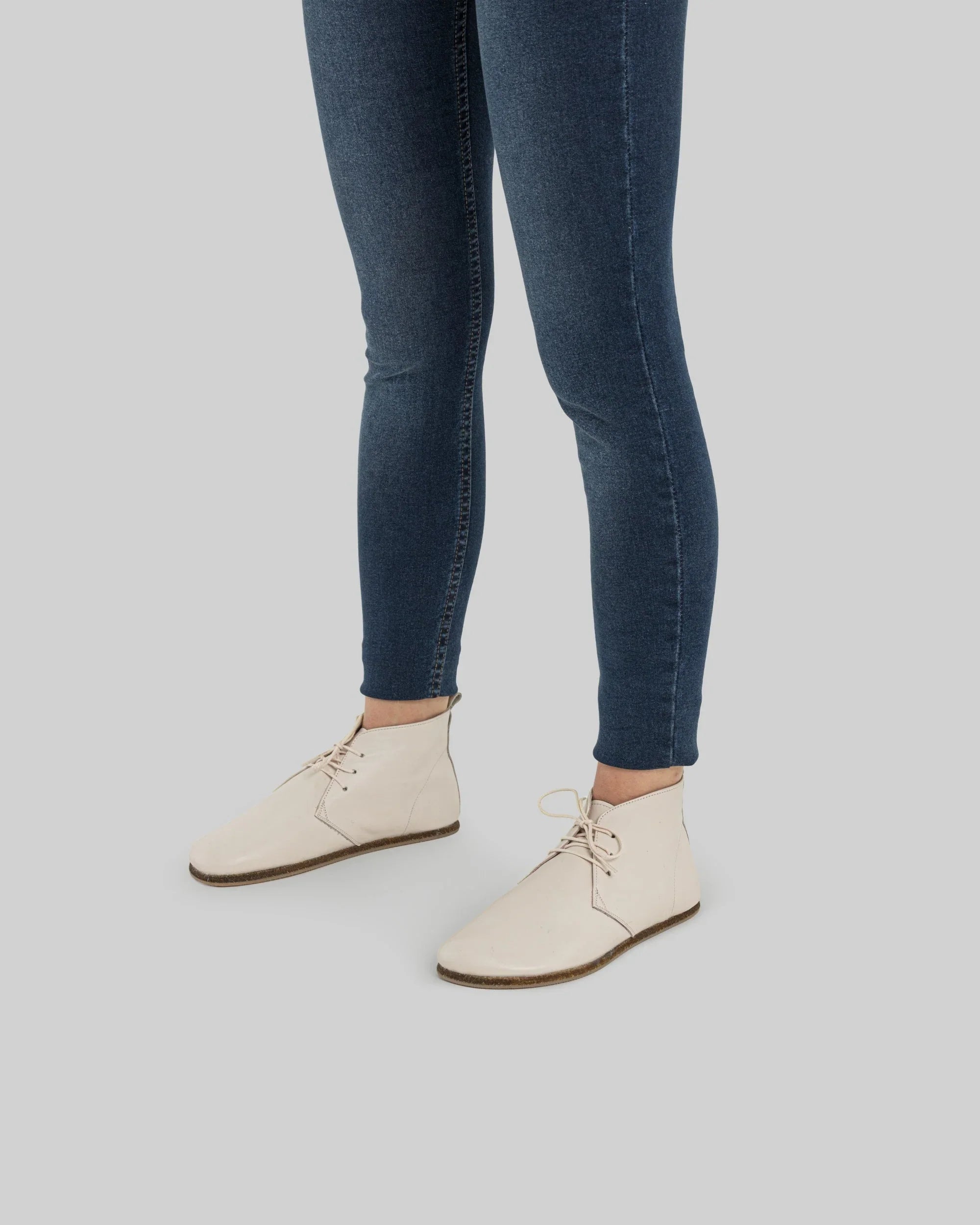 Back view Cream Ankle Boots - Calf Leather Handcrafted | Bespoky