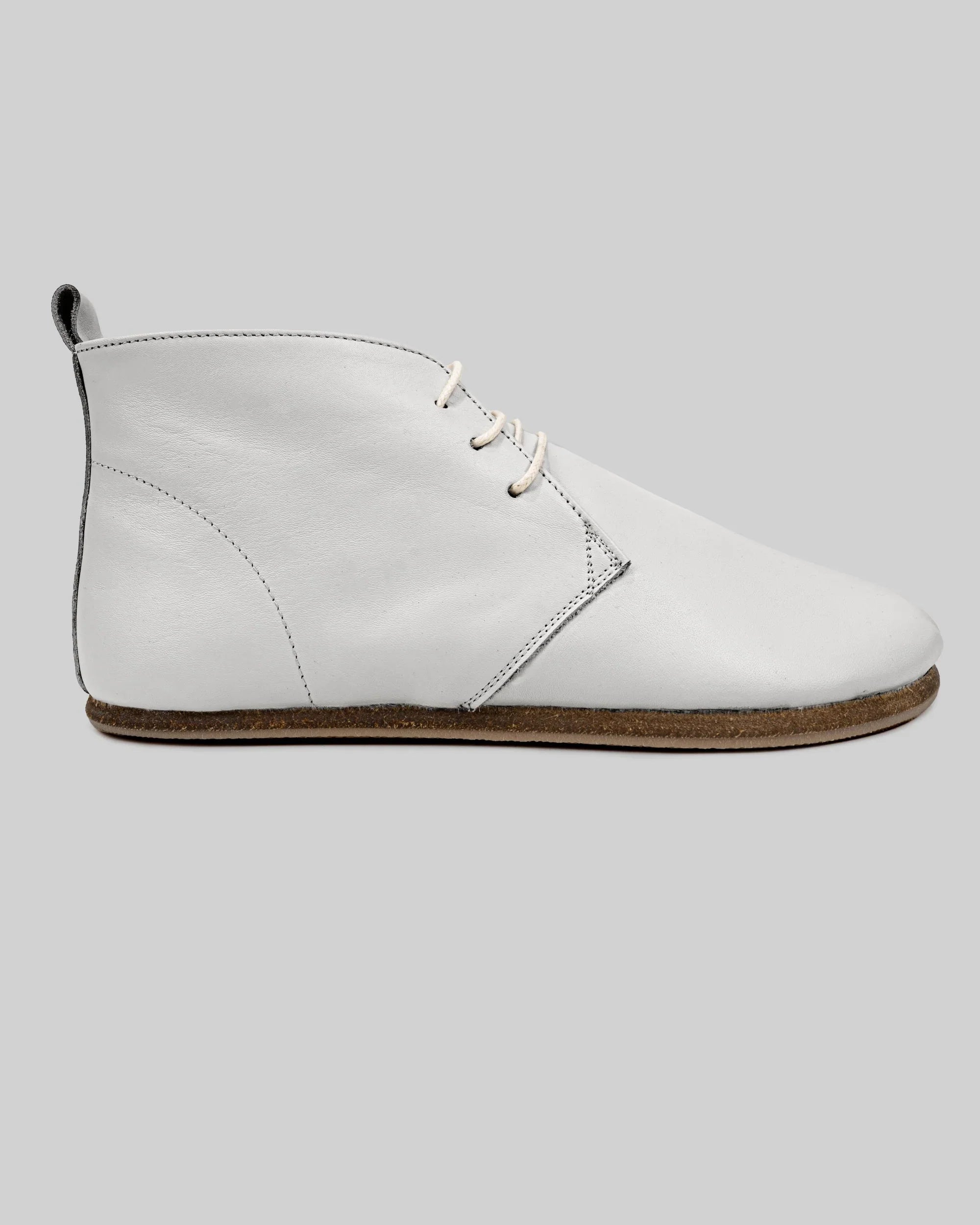 Sole detail White Ankle Boots - Zero Drop Calf Leather | Bespoky