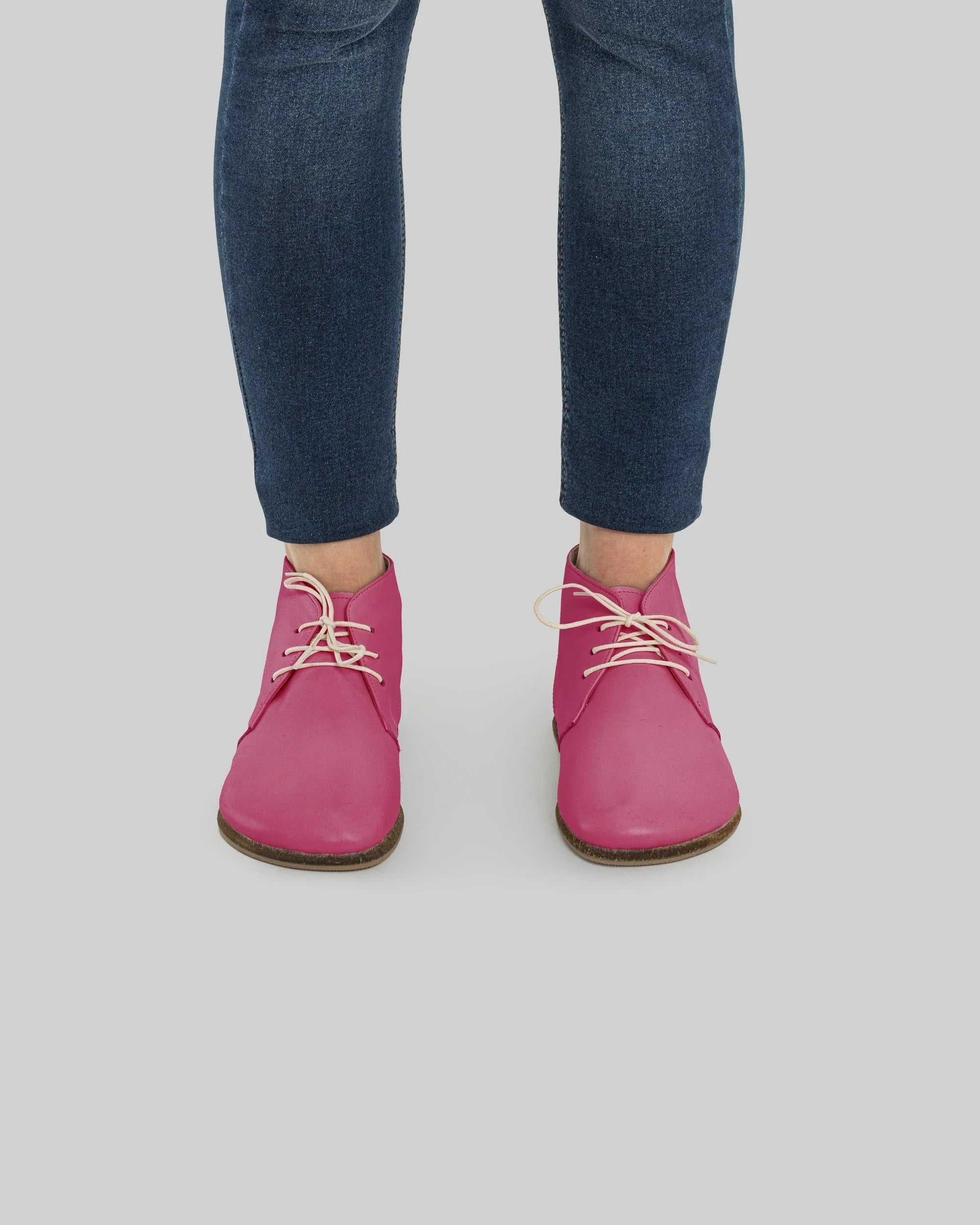 Pair Fuchsia Ankle Boots - Barefoot Wide Toe Calf Leather | Bespoky
