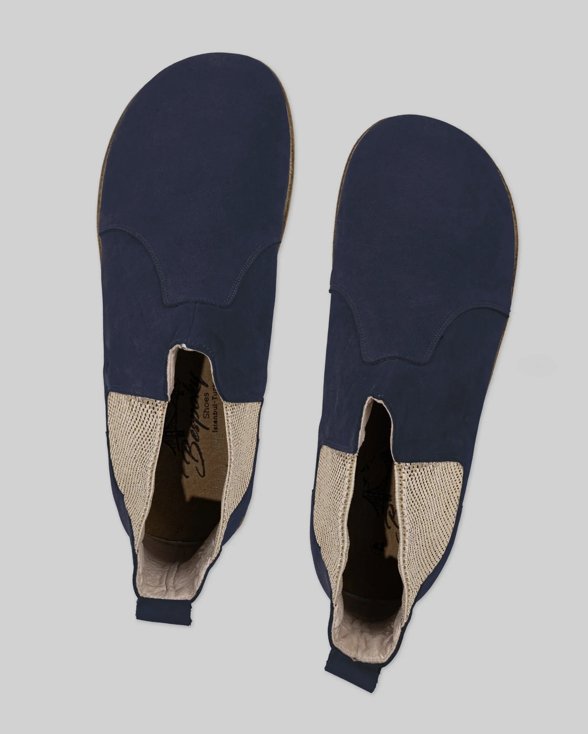 Side view Navy Chelsea Boots - Calf Leather Zero Drop | Bespoky