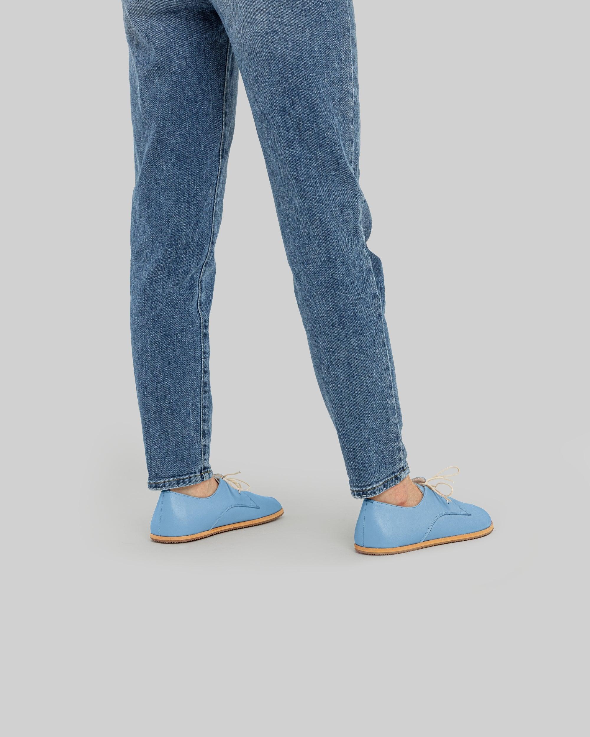 Detail Baby Blue Oxford Shoes - Handcrafted Calf Leather Turkey | Bespoky