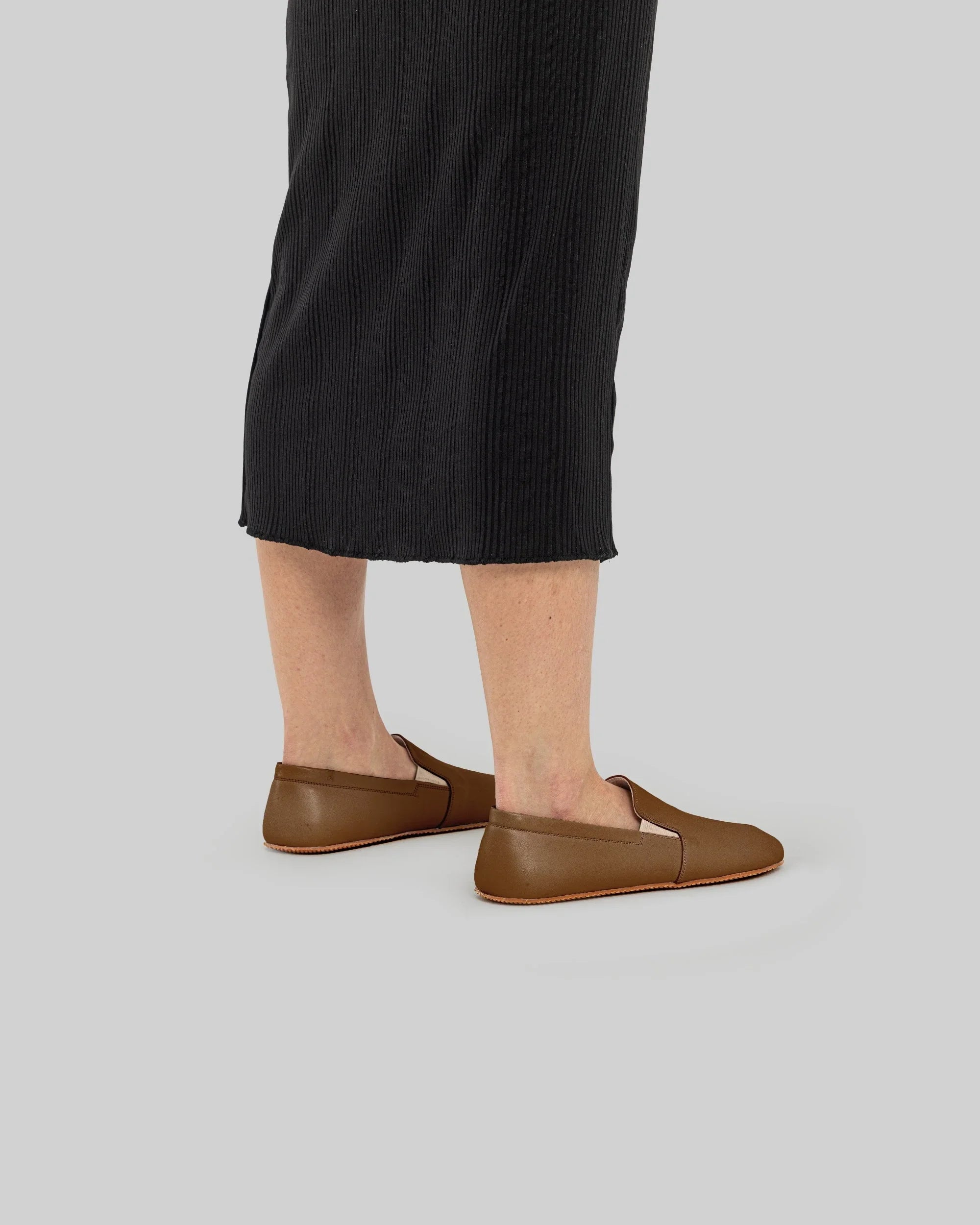 Detail Dark Tan Barefoot Shoes - Handcrafted Calf Leather Turkey | Bespoky