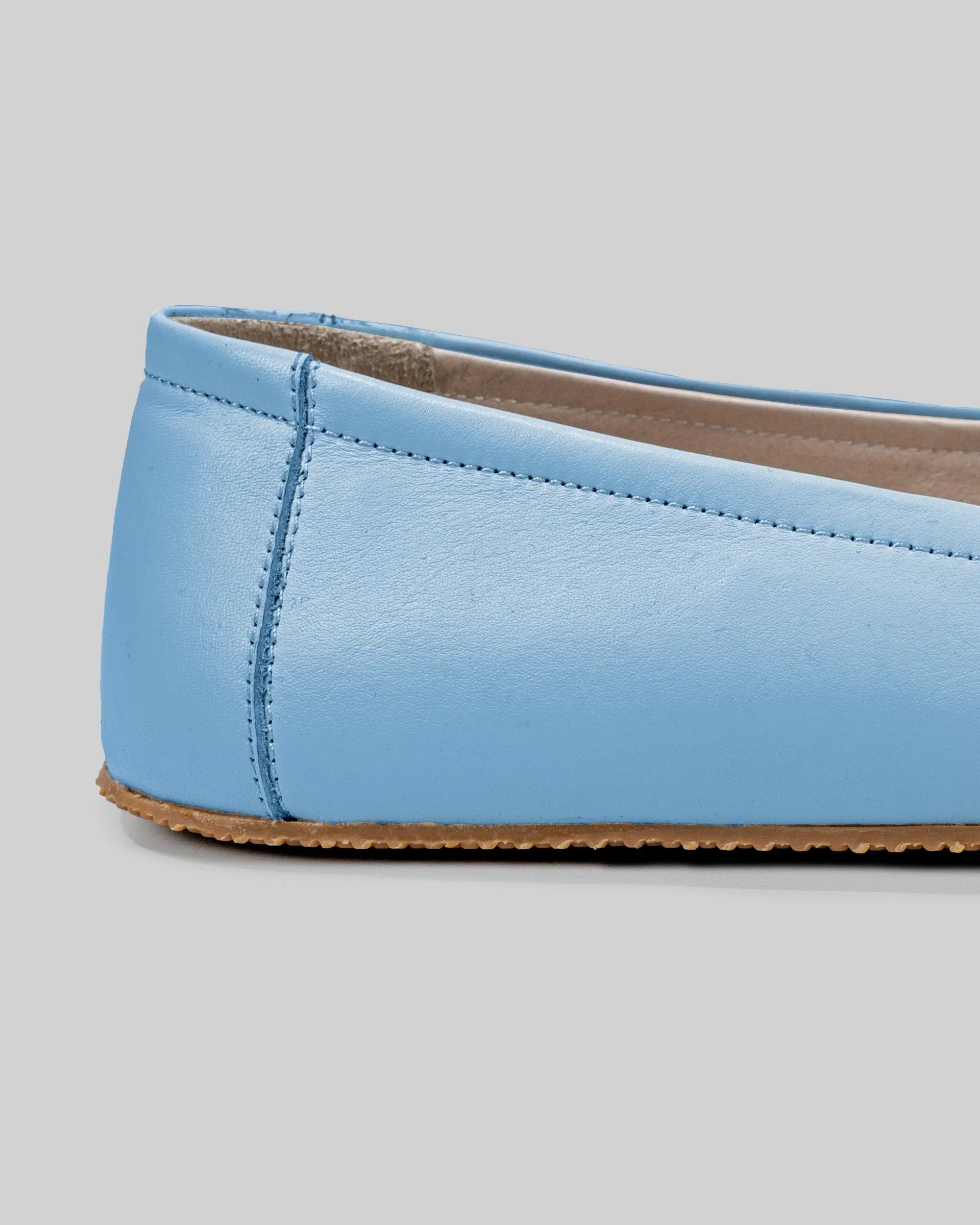 Top view Baby Blue Ballet Flats - Handcrafted Calf Leather | Bespoky
