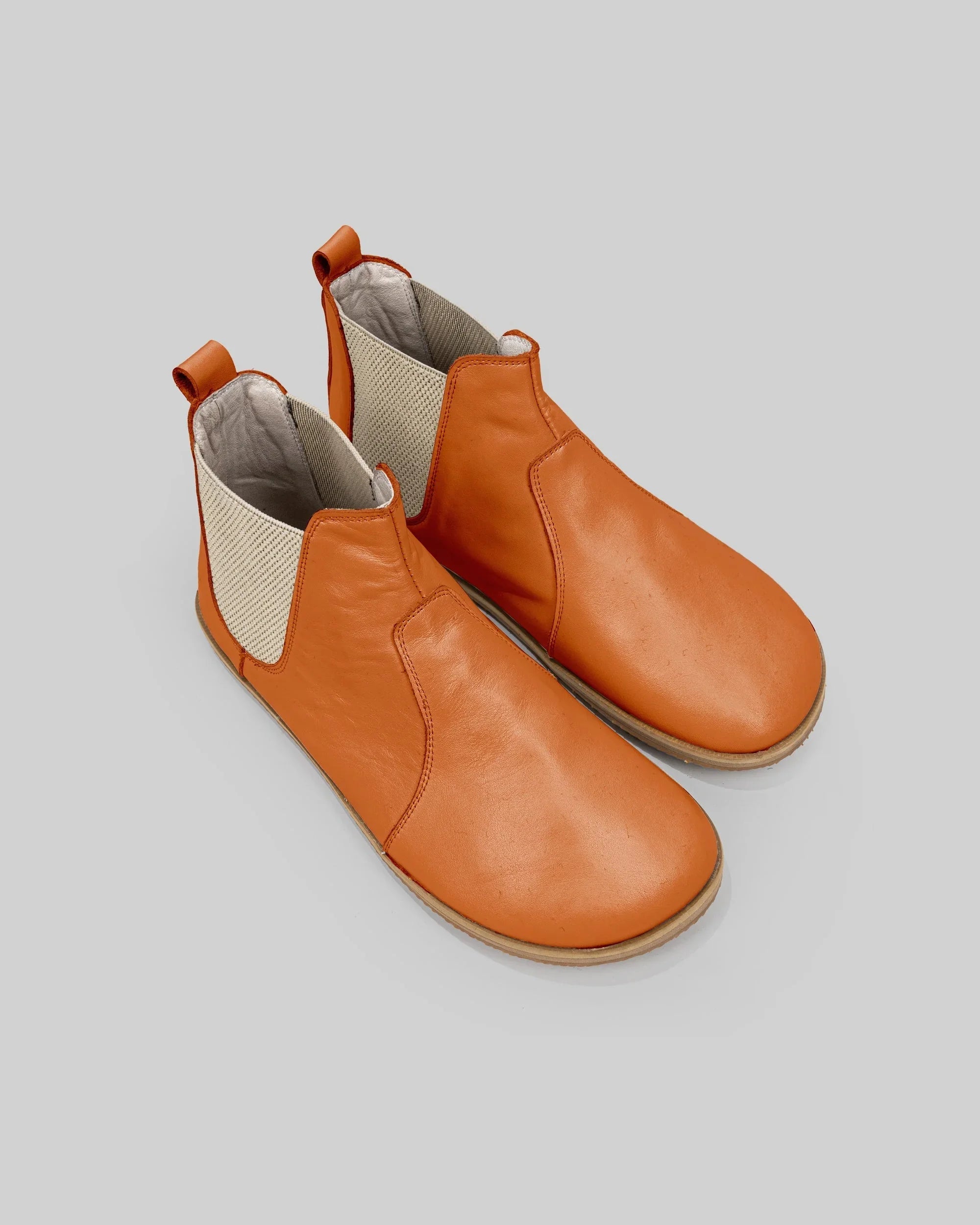 Men's Orange Chelsea Boots - Handcrafted Calf Leather Wide Toe Box | Bespoky