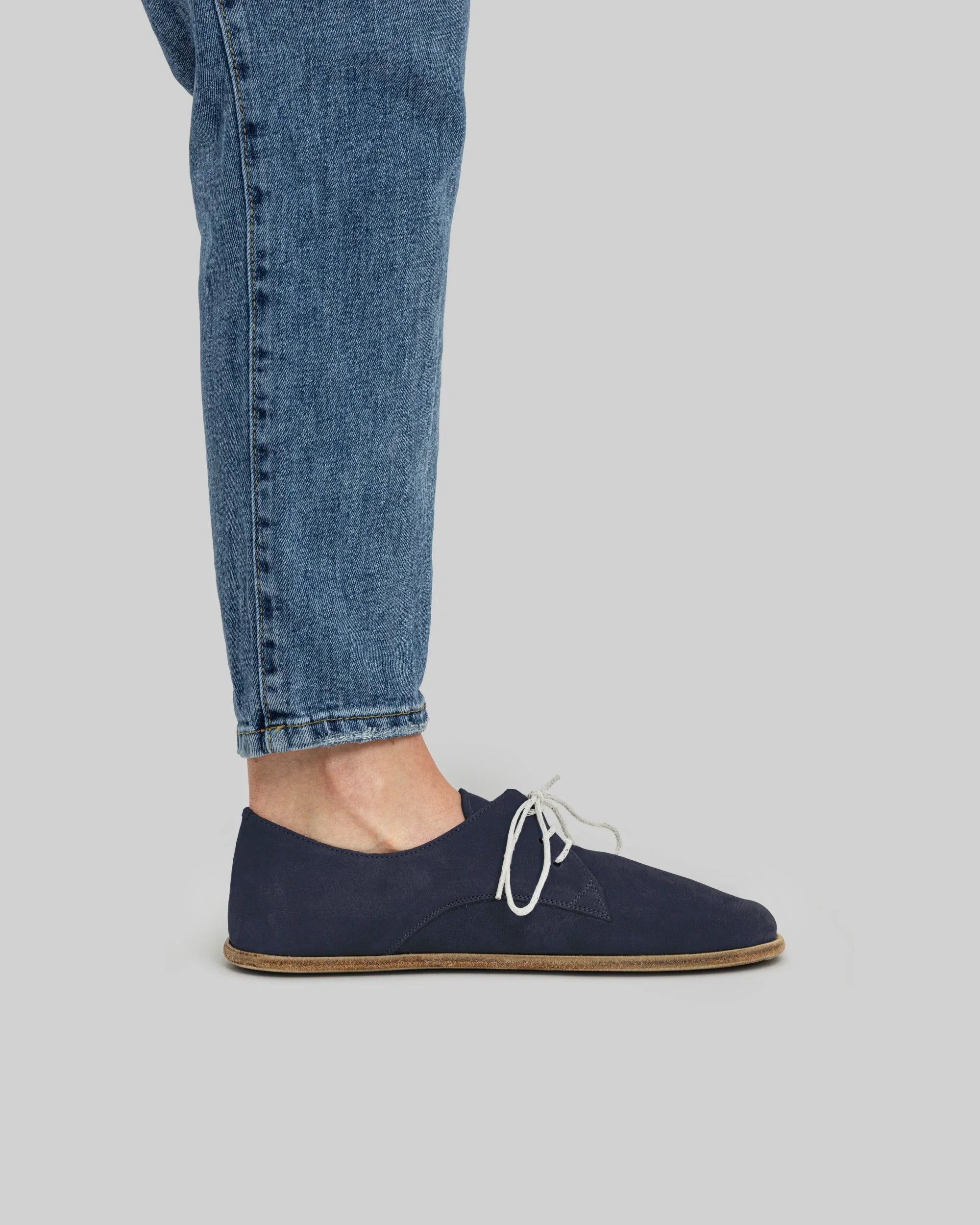 Pair Navy Oxford Shoes - Barefoot Wide Toe Calf Leather | Bespoky