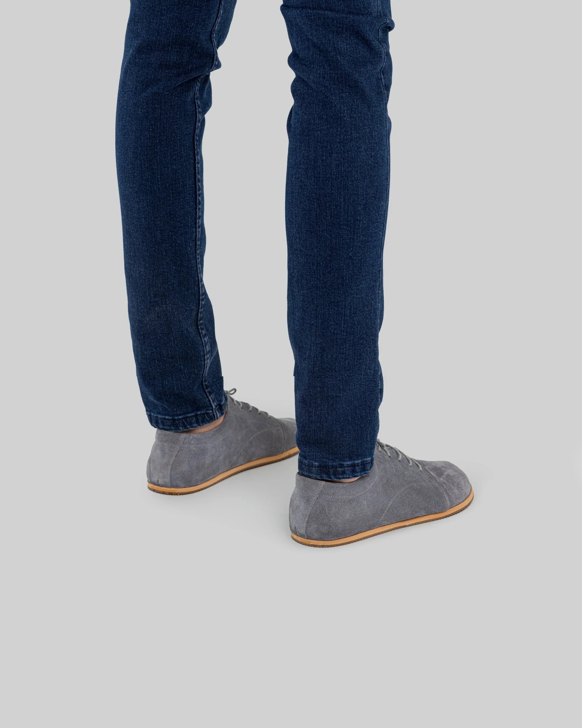 Detail Grey Suede Barefoot Sneaker - Handcrafted Calf Leather Turkey | Bespoky