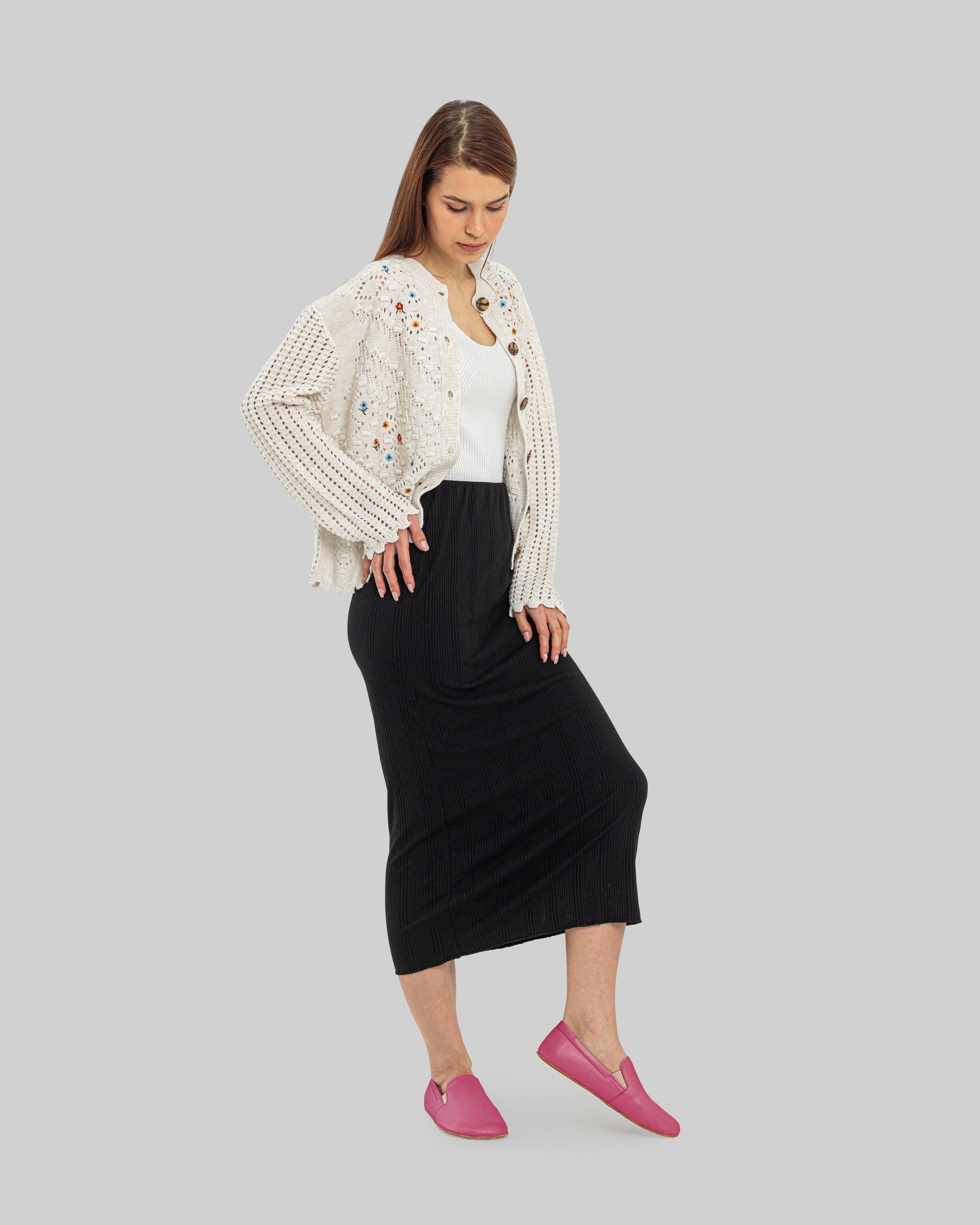 Back view Fuchsia Barefoot Shoes - Calf Leather Handcrafted | Bespoky