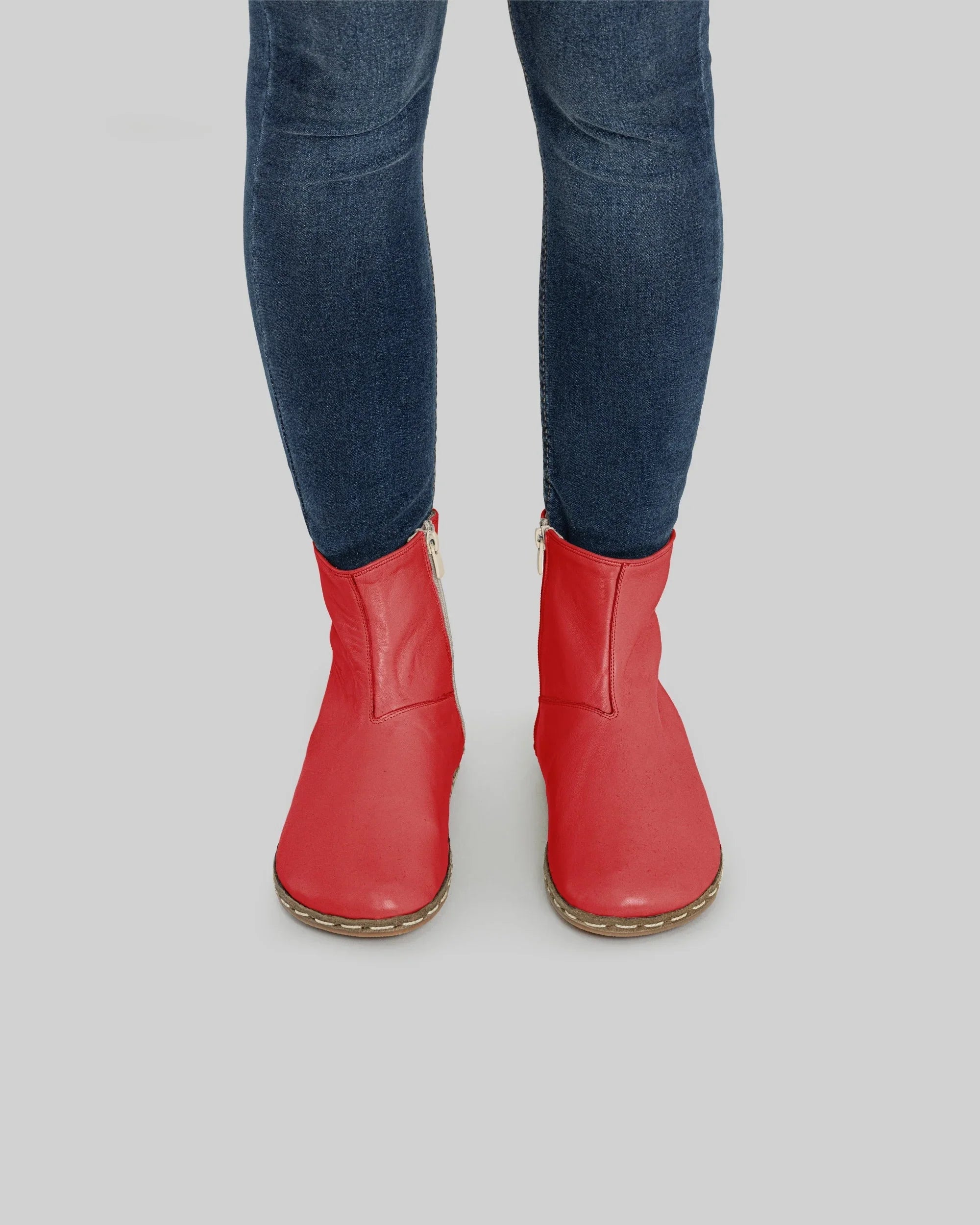 Detail Red Chelsea Boots - Handcrafted Calf Leather Turkey | Bespoky