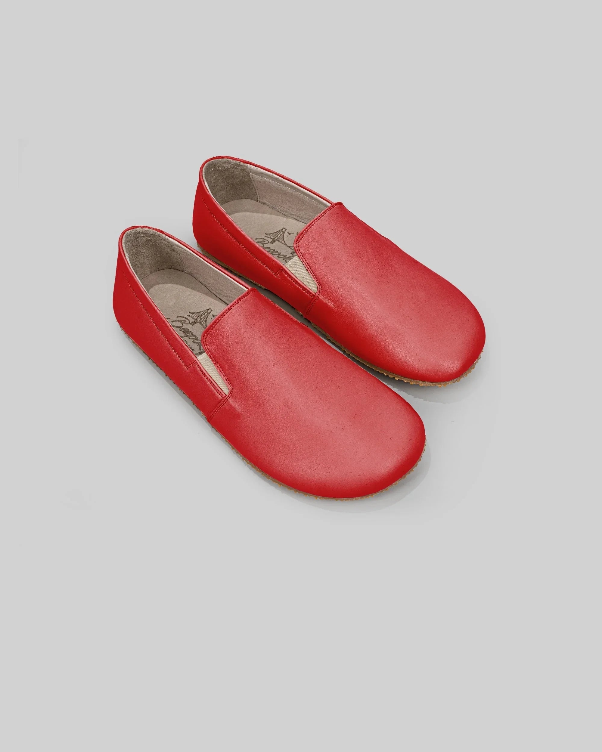 Men's Red Barefoot Shoes - Handcrafted Calf Leather Wide Toe Box | Bespoky