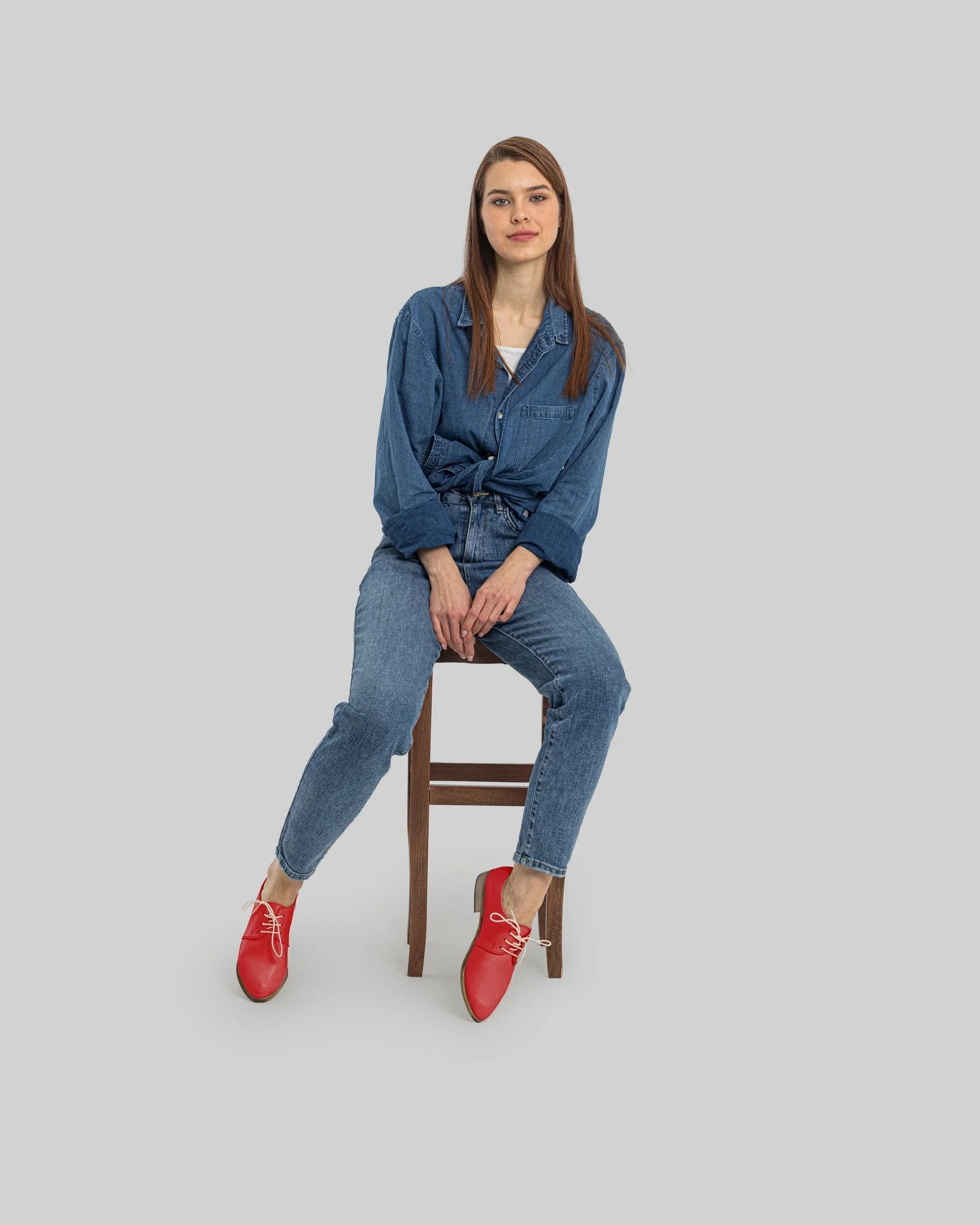 Back view Red Pointed Toe Oxford - Calf Leather Handcrafted | Bespoky
