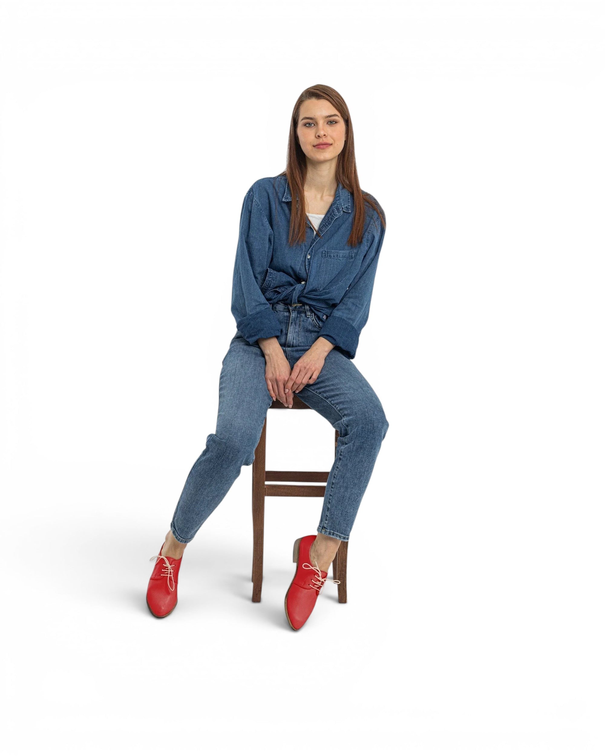 Back view Red Pointed Toe Oxford - Calf Leather Handcrafted | Bespoky