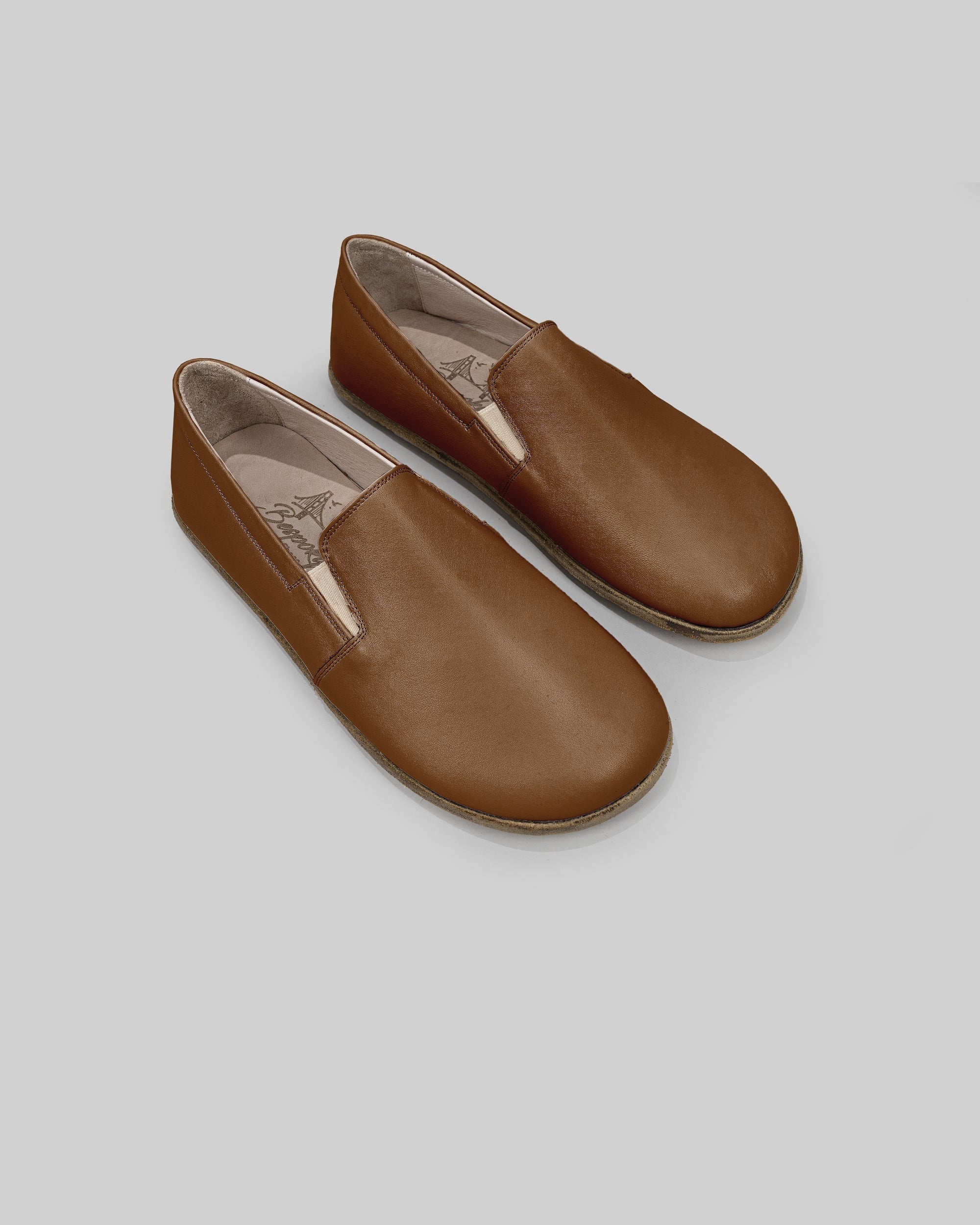 Women's Dark Tan Barefoot Shoes - Handcrafted Calf Leather Wide Toe Box | Bespoky