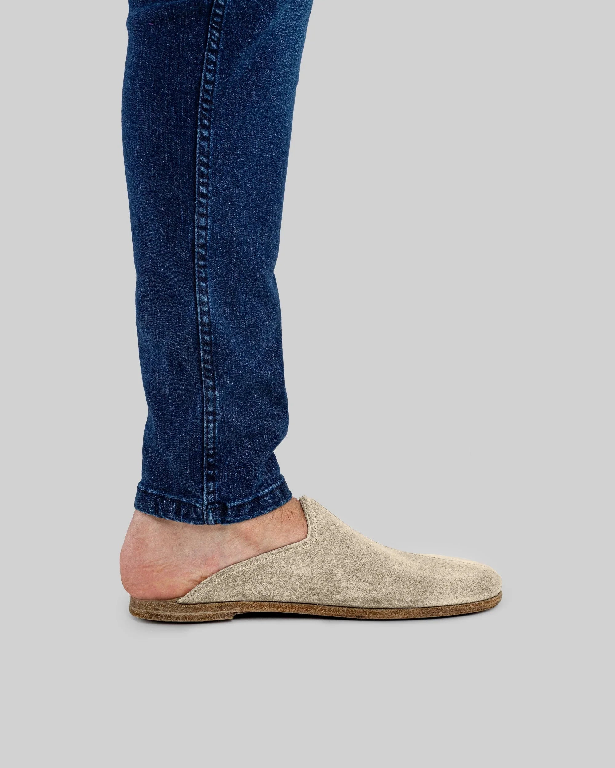 Pair Cream Suede Slippers - Barefoot Wide Toe Calf Leather | Bespoky
