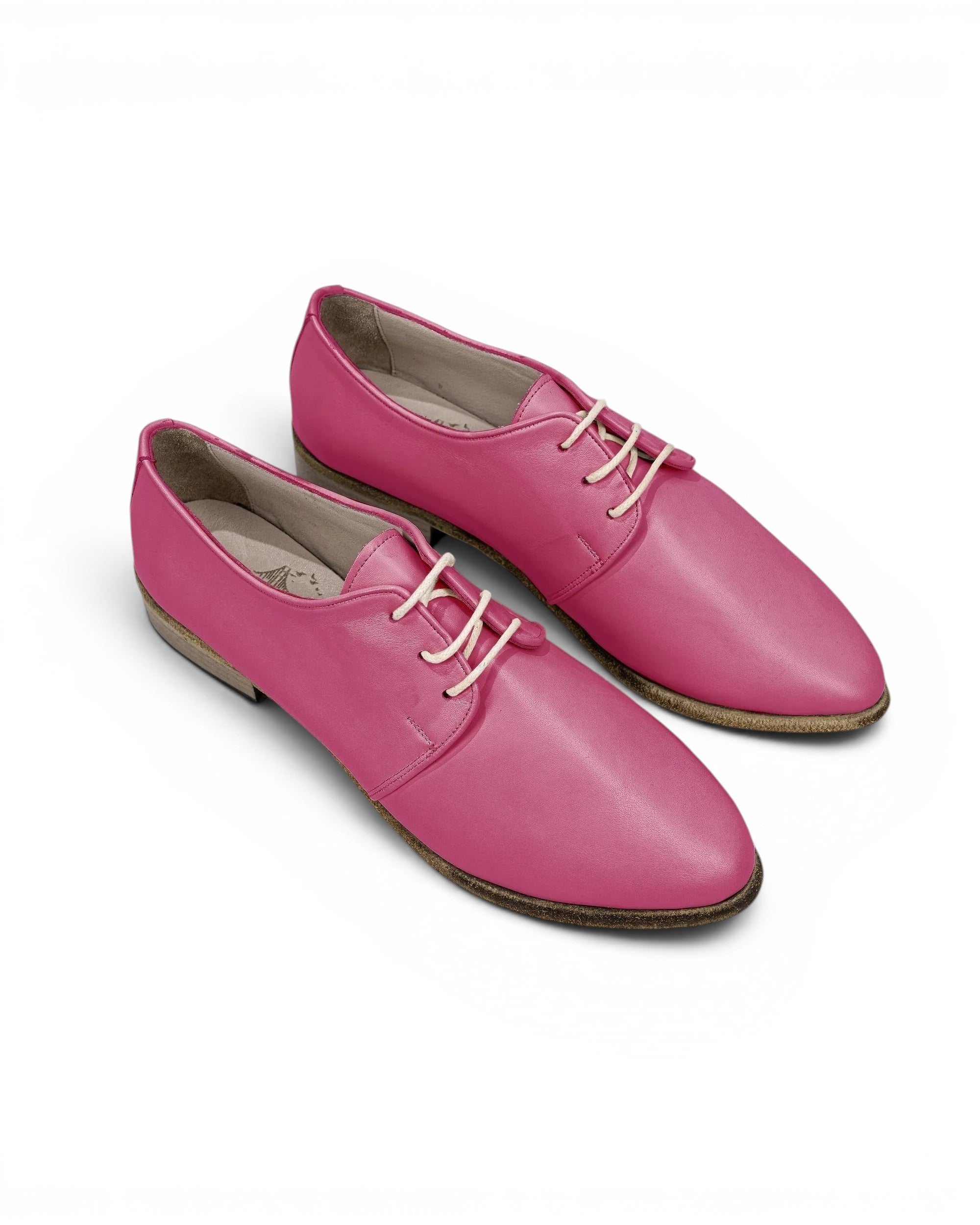 Women's Fuchsia Pointed Toe Oxford - Handcrafted Calf Leather Wide Toe Box | Bespoky