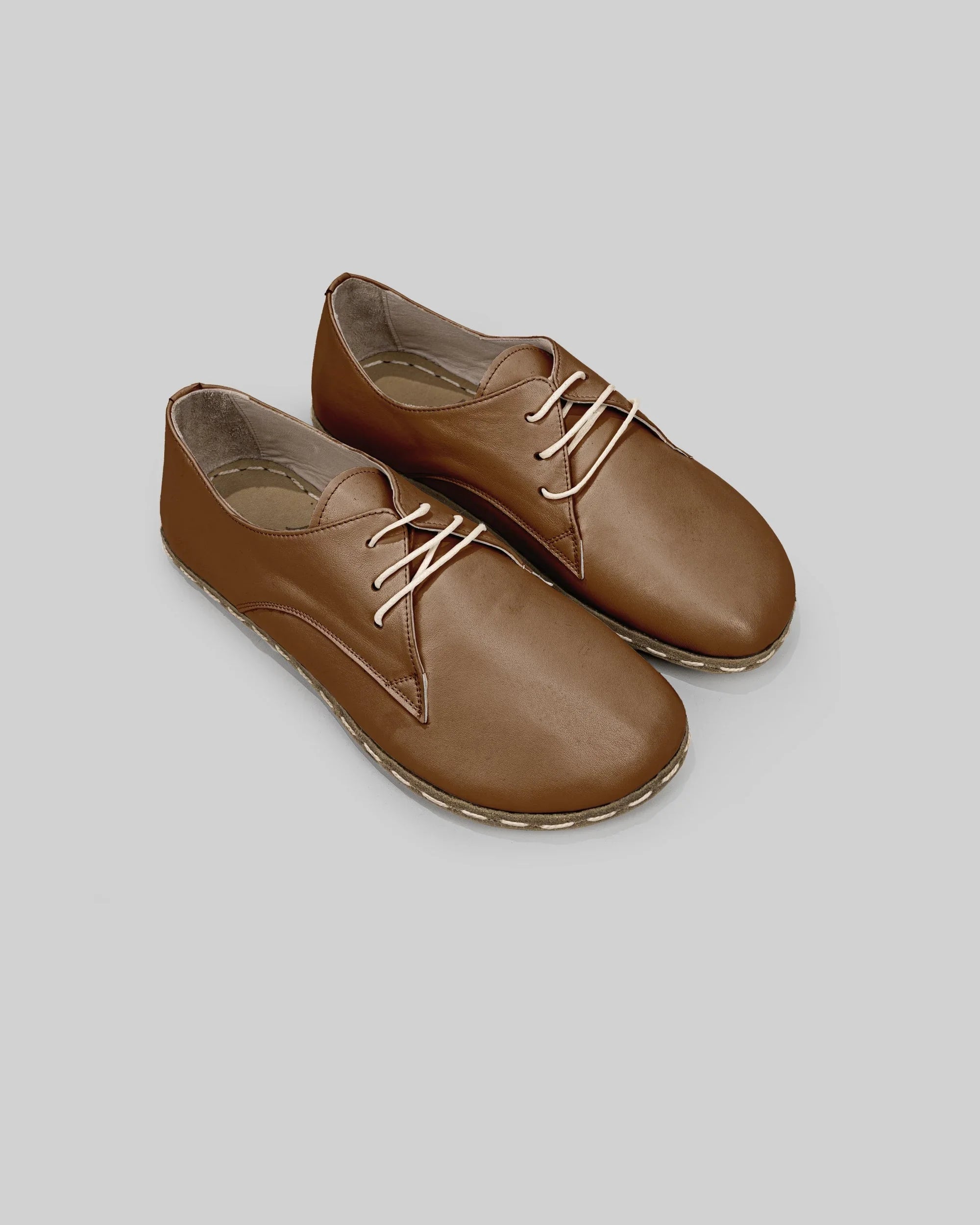 Men's Dark Tan Oxford Shoes - Handcrafted Calf Leather Wide Toe Box | Bespoky