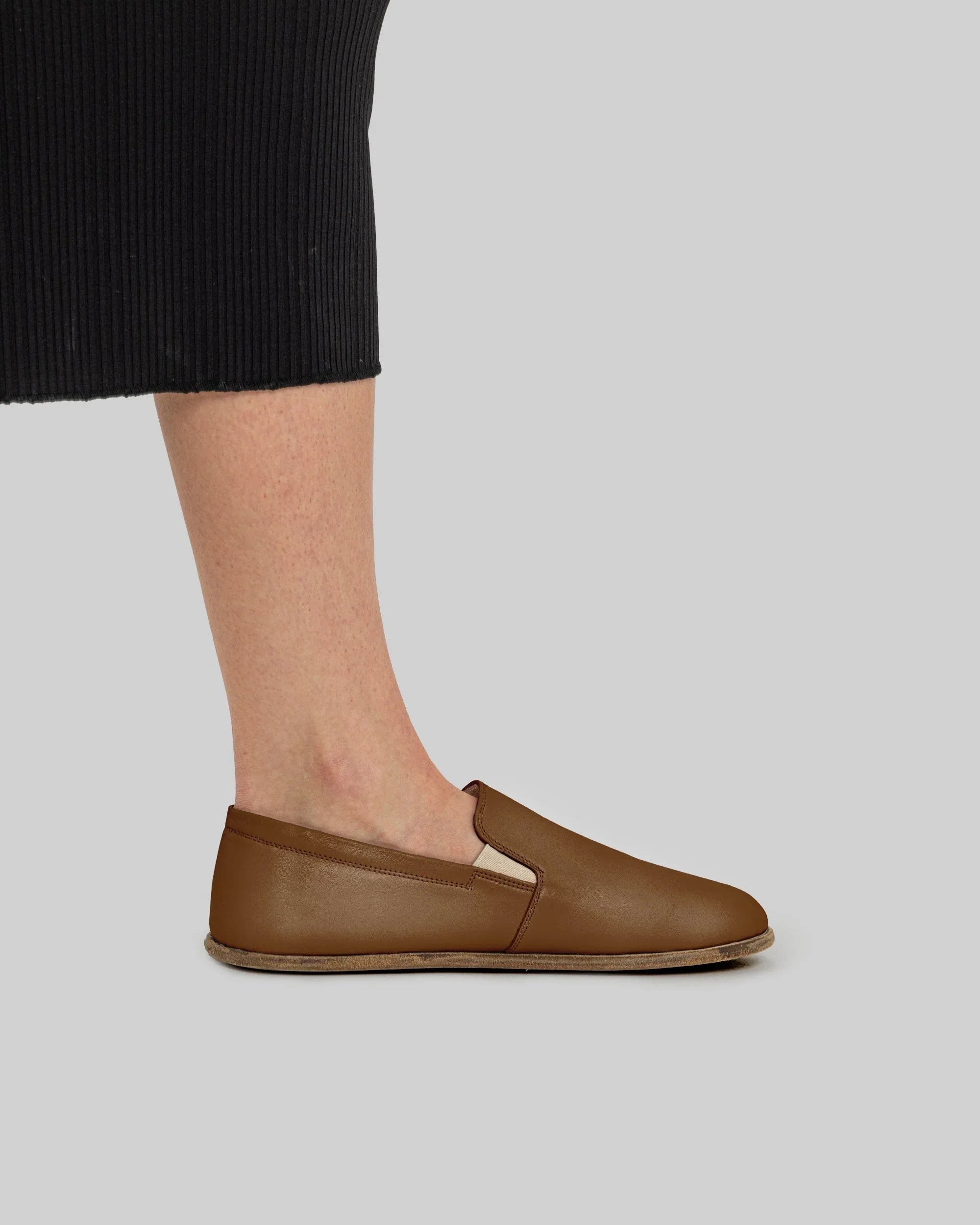Pair Dark Tan Barefoot Shoes - Barefoot Wide Toe Calf Leather | Bespoky