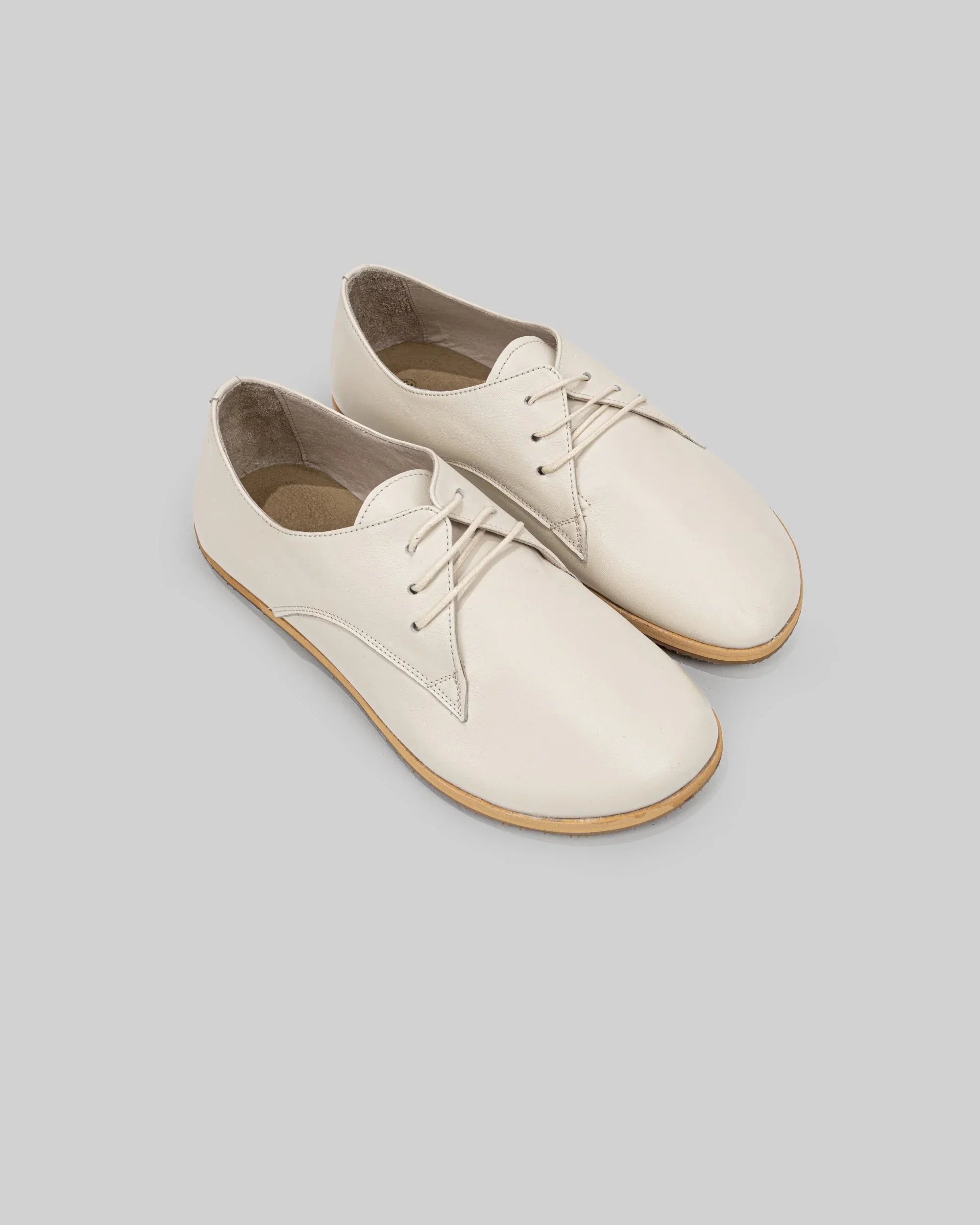 Women's Cream Oxford Shoes - Handcrafted Calf Leather Wide Toe Box | Bespoky