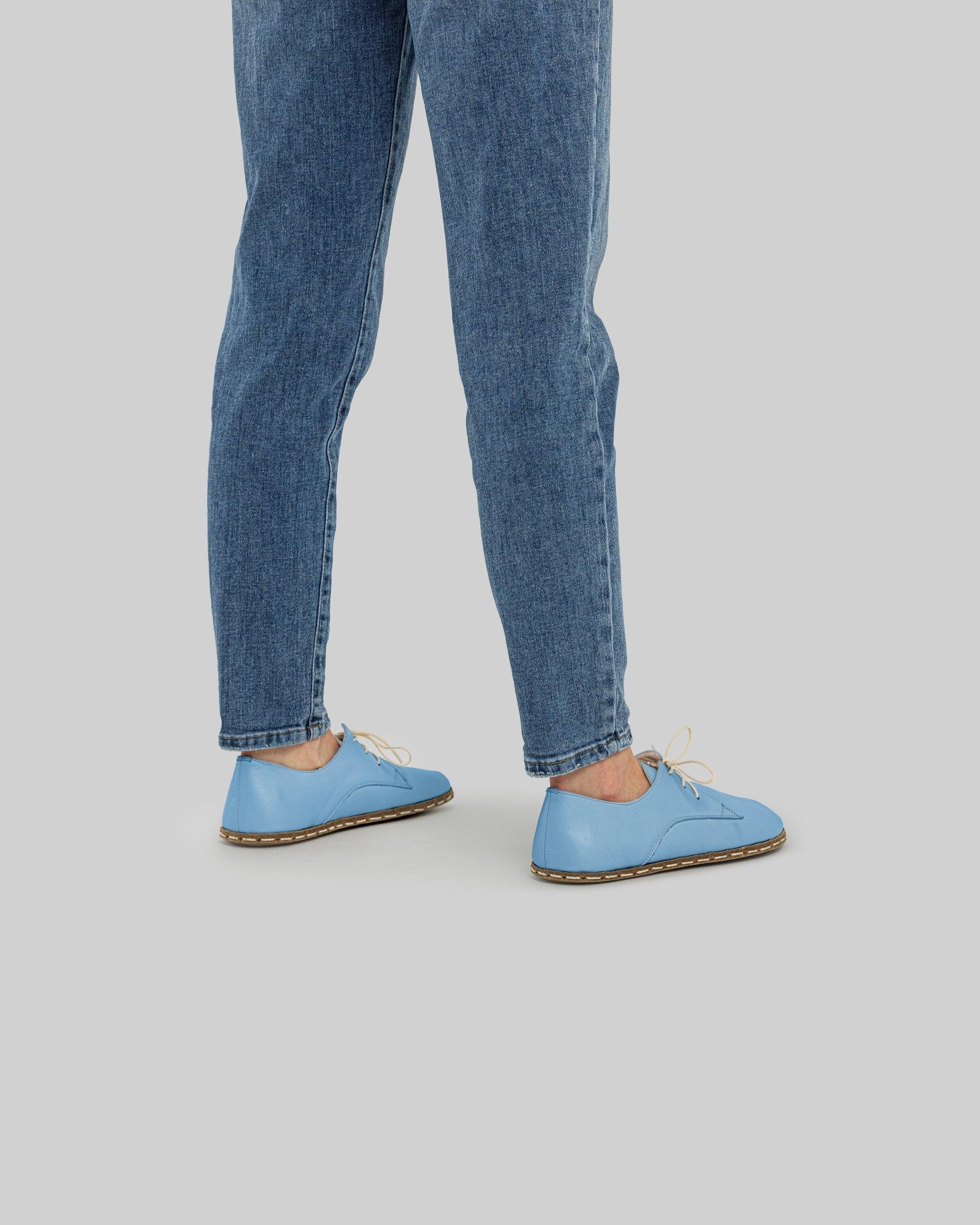 Detail Baby Blue Oxford Shoes - Handcrafted Calf Leather Turkey | Bespoky